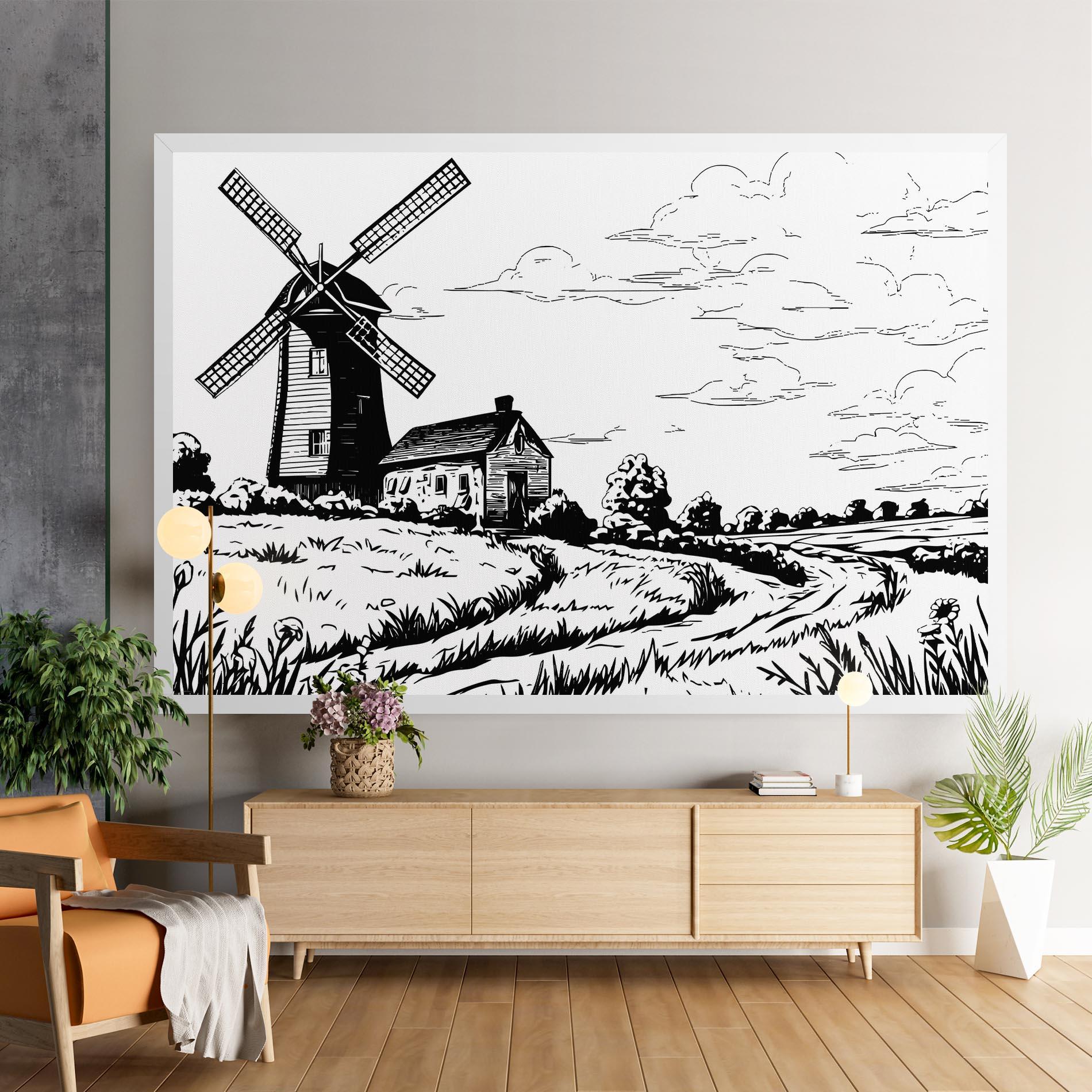 Vászonkép Black Line Wheat mockup 9