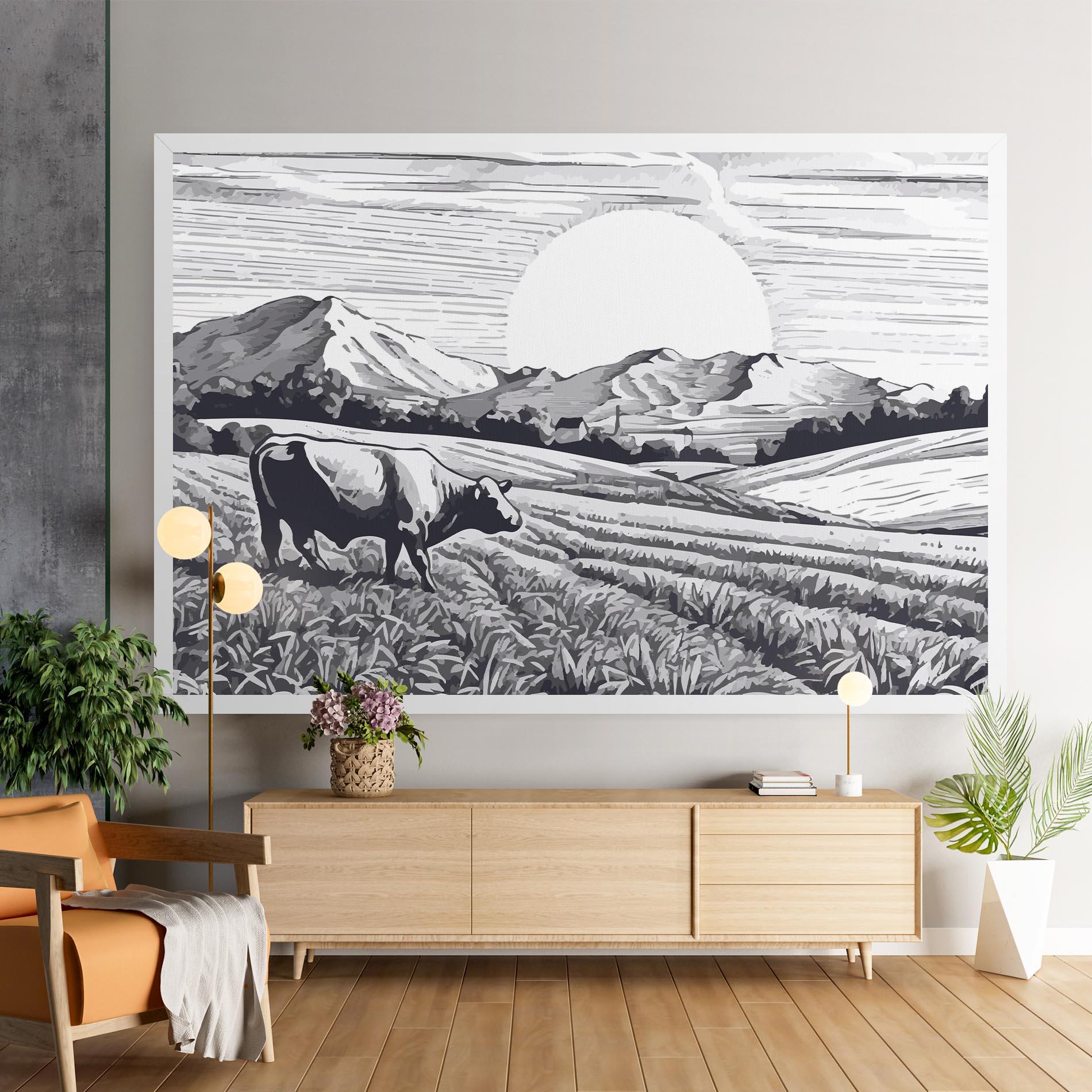 Vászonkép Cow Grey Ink mockup 9