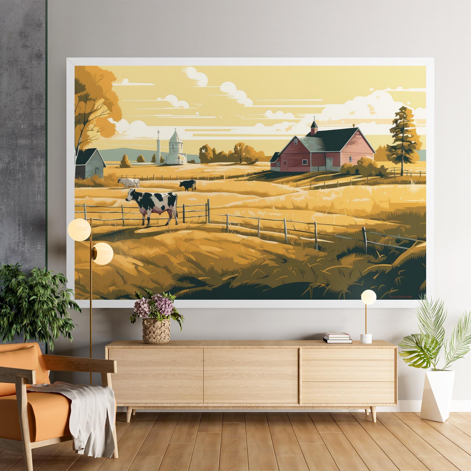 Vászonkép Cows Sunlight Farm mockup 9