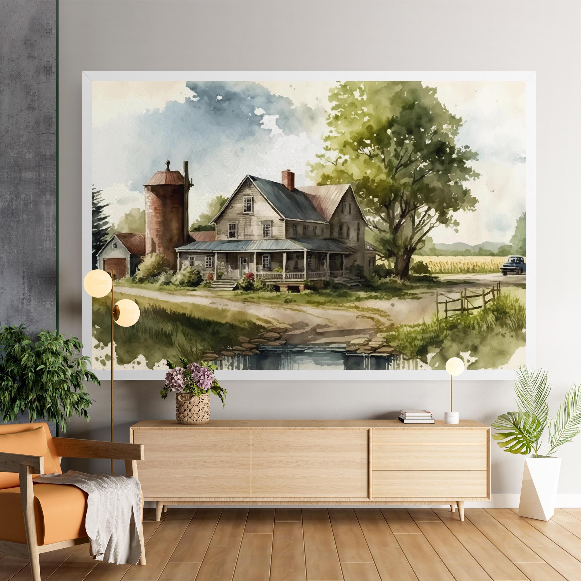 Vászonkép Farm Blue Car mockup 9