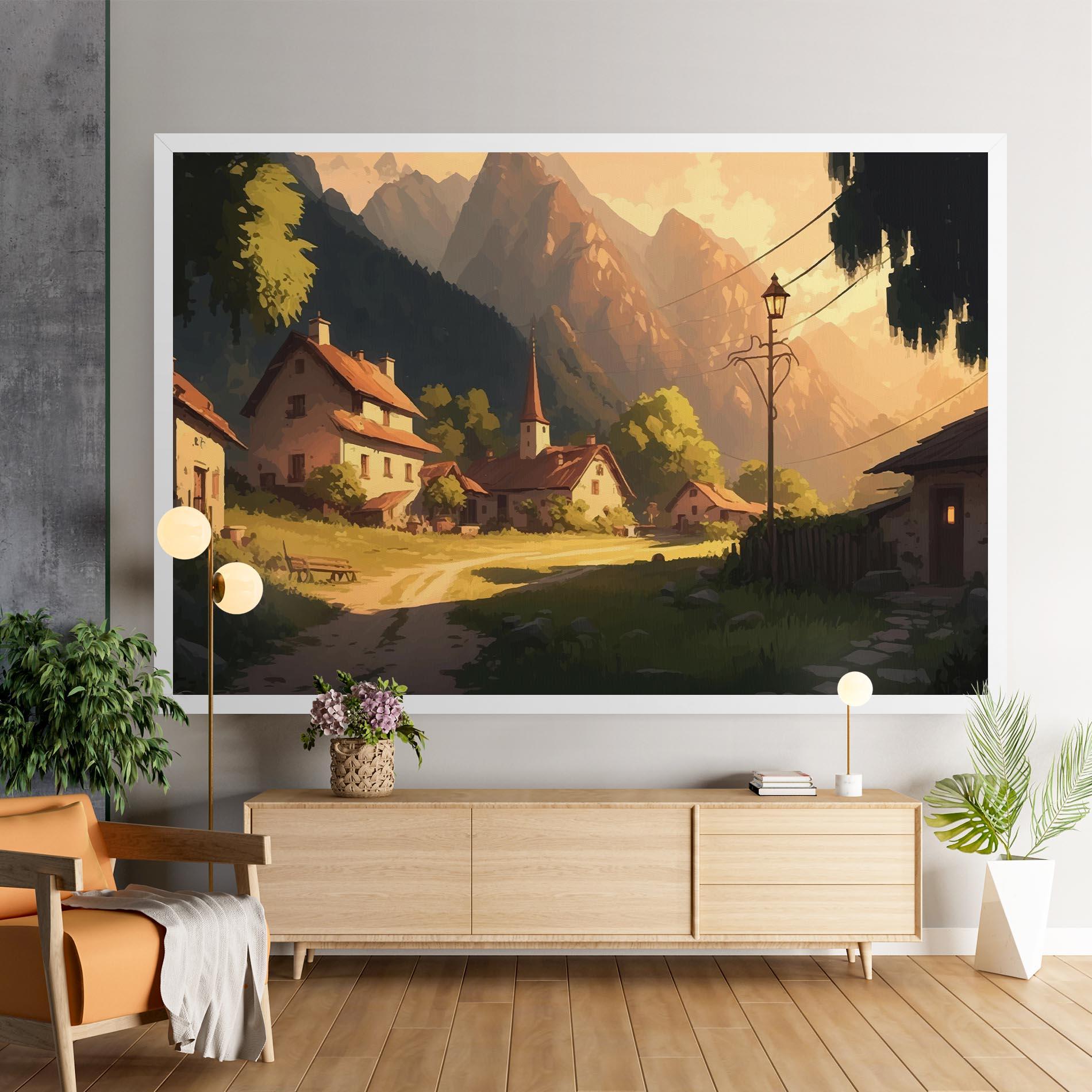 Vászonkép Grassy Village View mockup 9