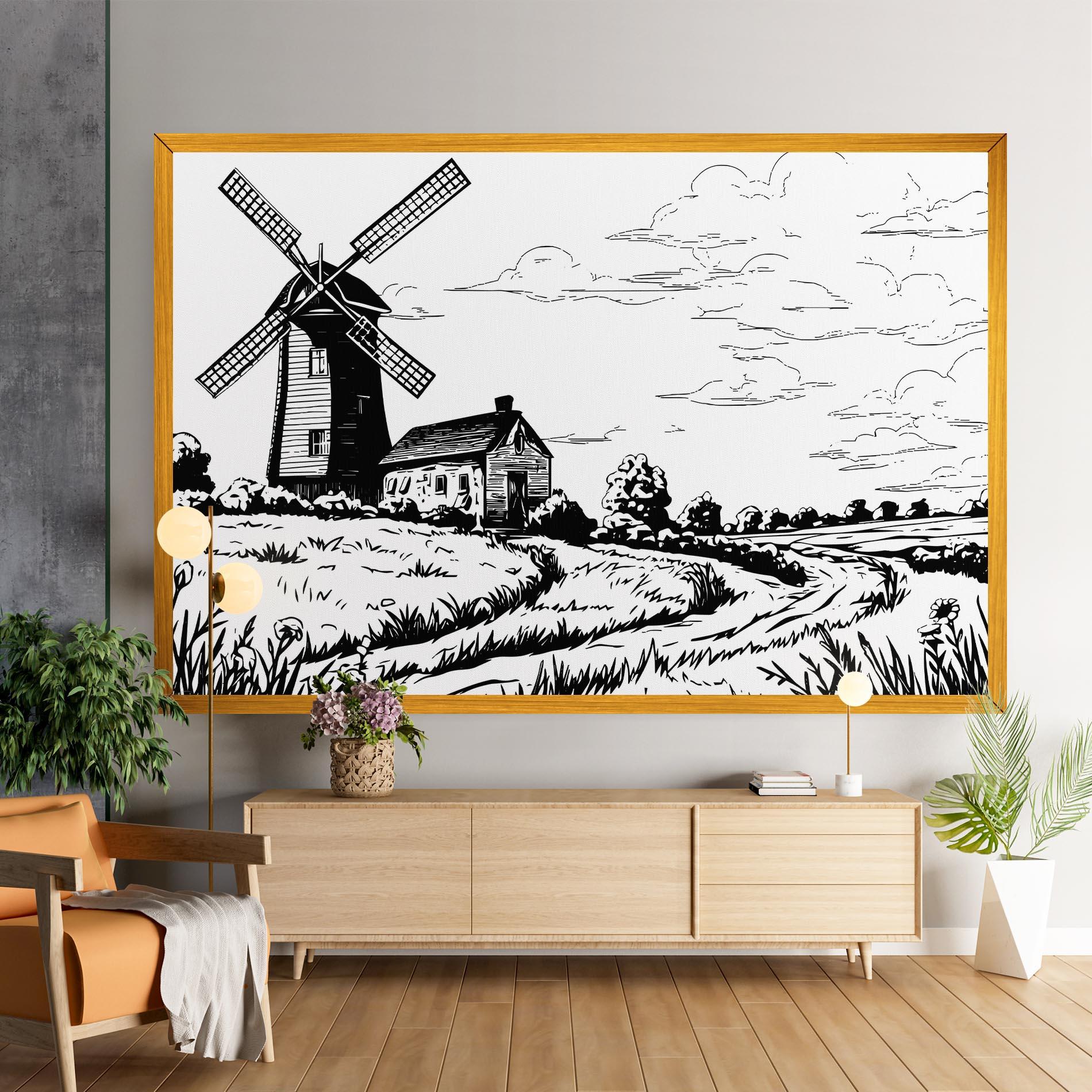 Vászonkép Black Line Wheat mockup 9