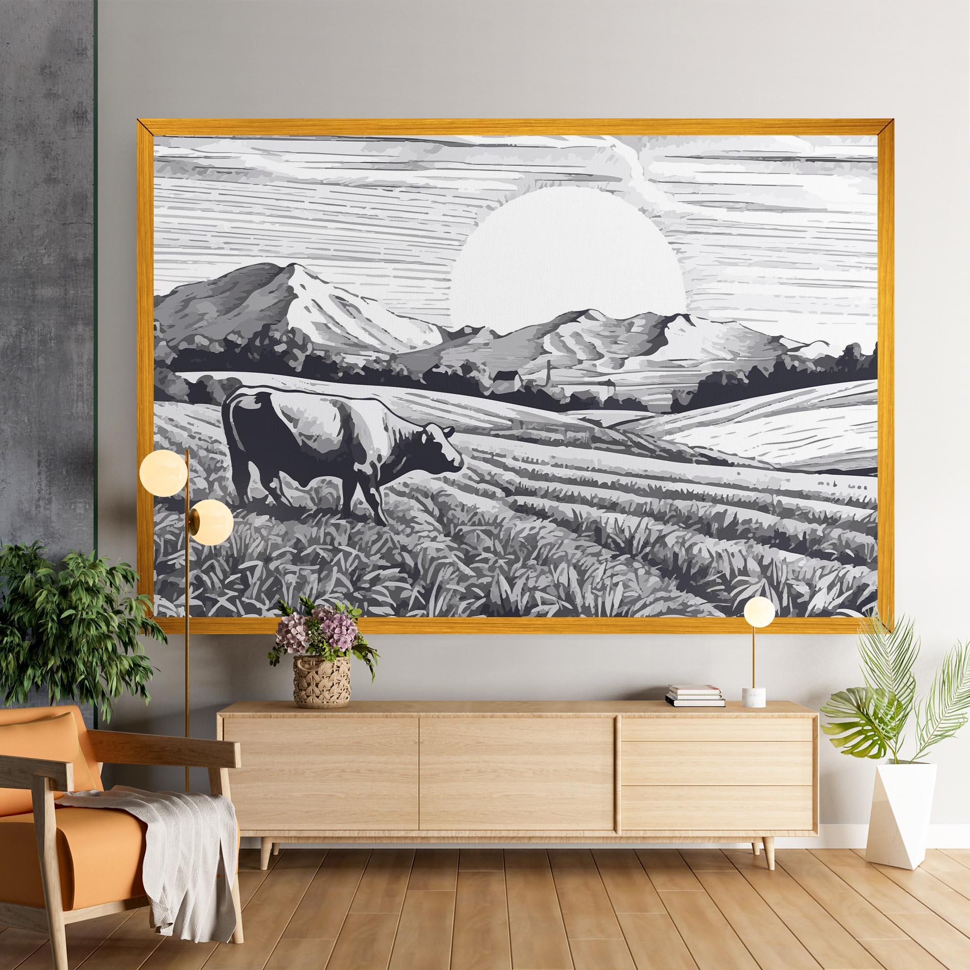 Vászonkép Cow Grey Ink mockup 9