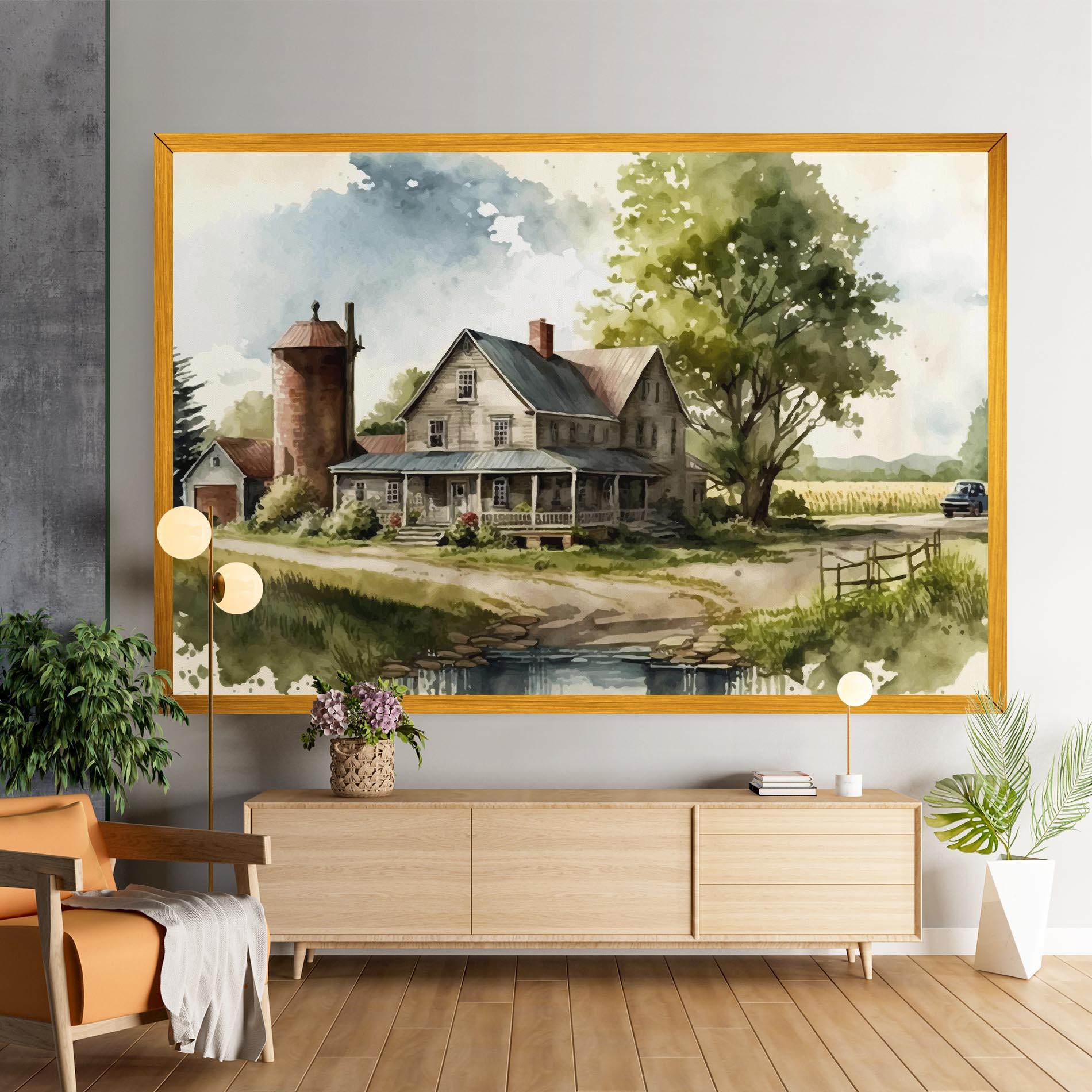 Vászonkép Farm Blue Car mockup 9