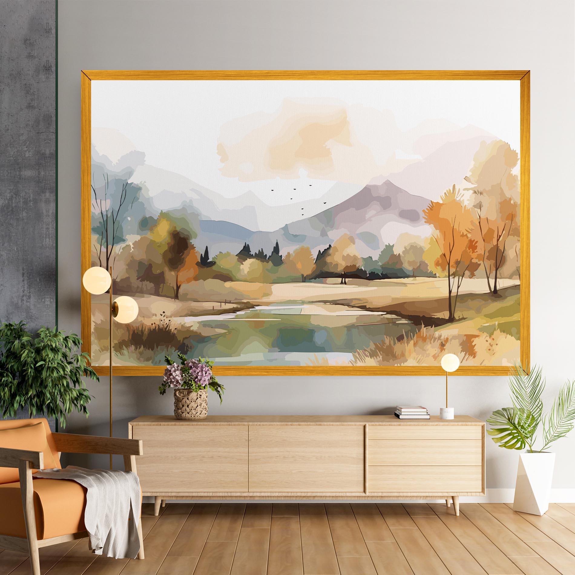 Vászonkép Rural Lake View mockup 9
