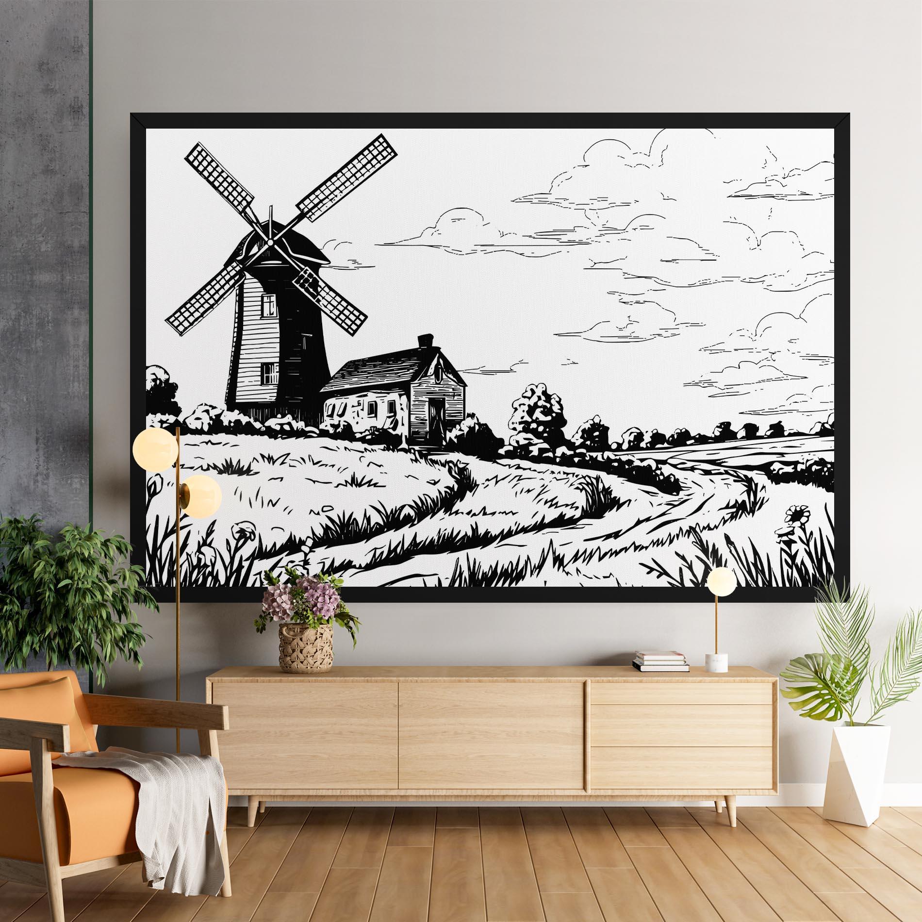 Vászonkép Black Line Wheat mockup 9