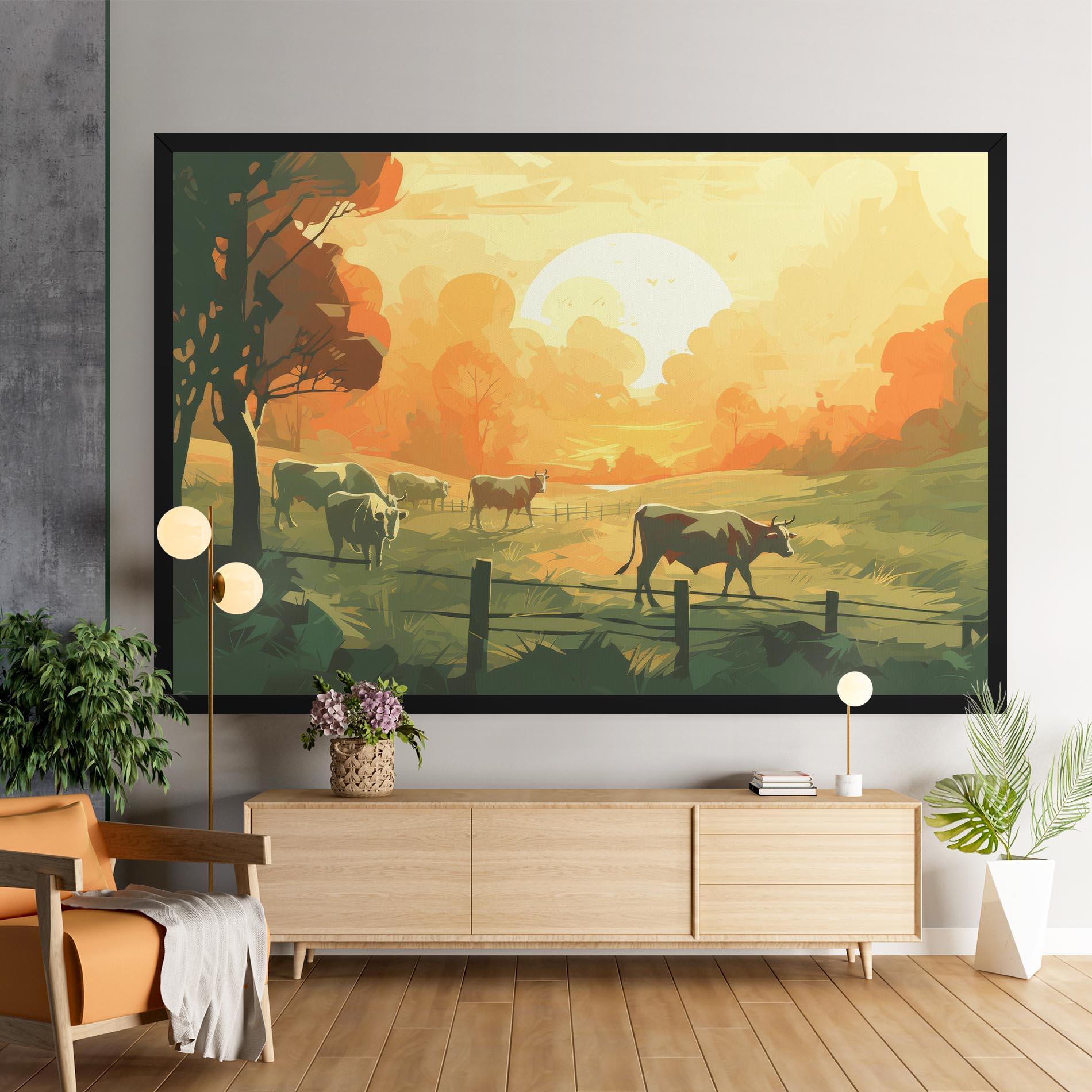 Vászonkép Cows Grazing mockup 9