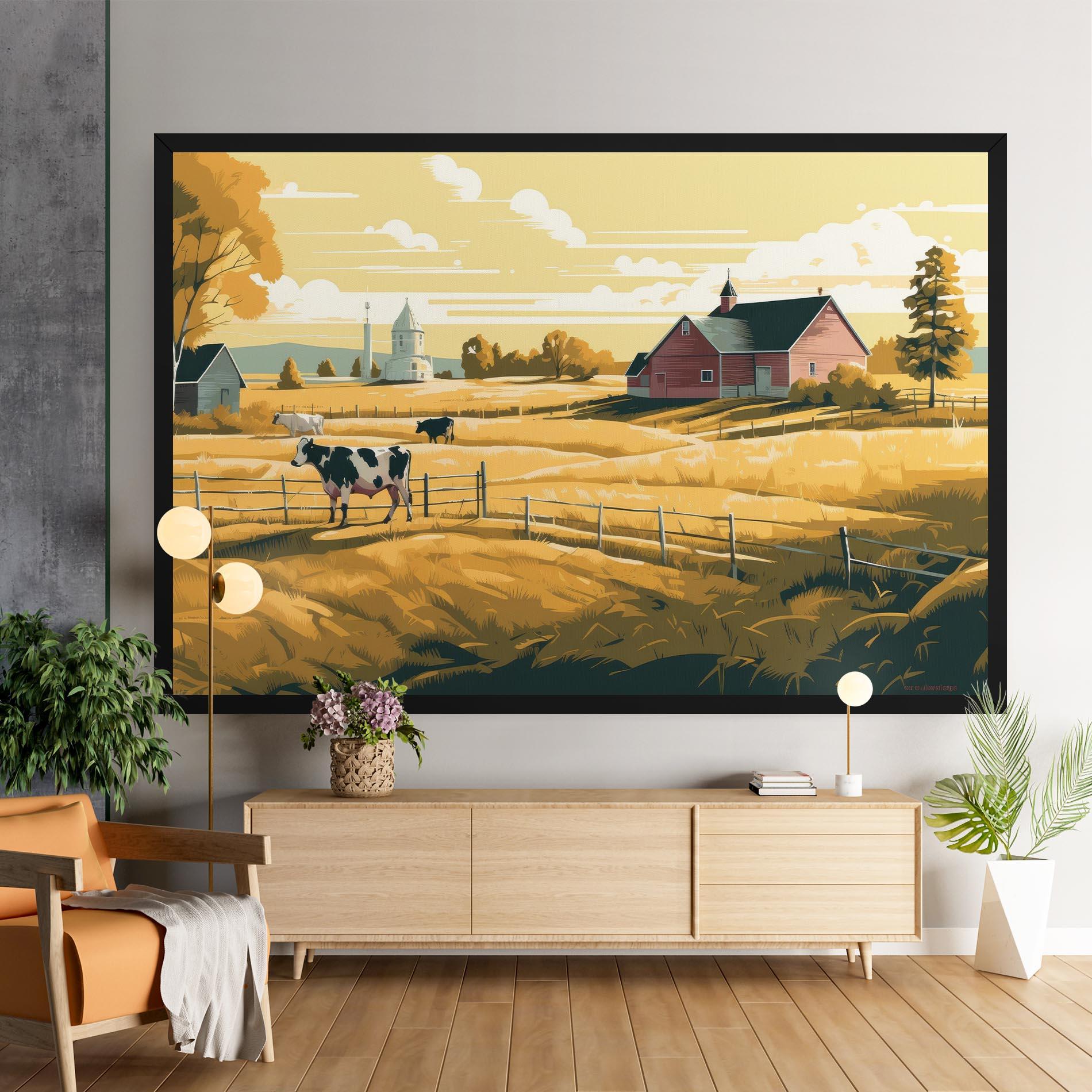 Vászonkép Cows Sunlight Farm mockup 9
