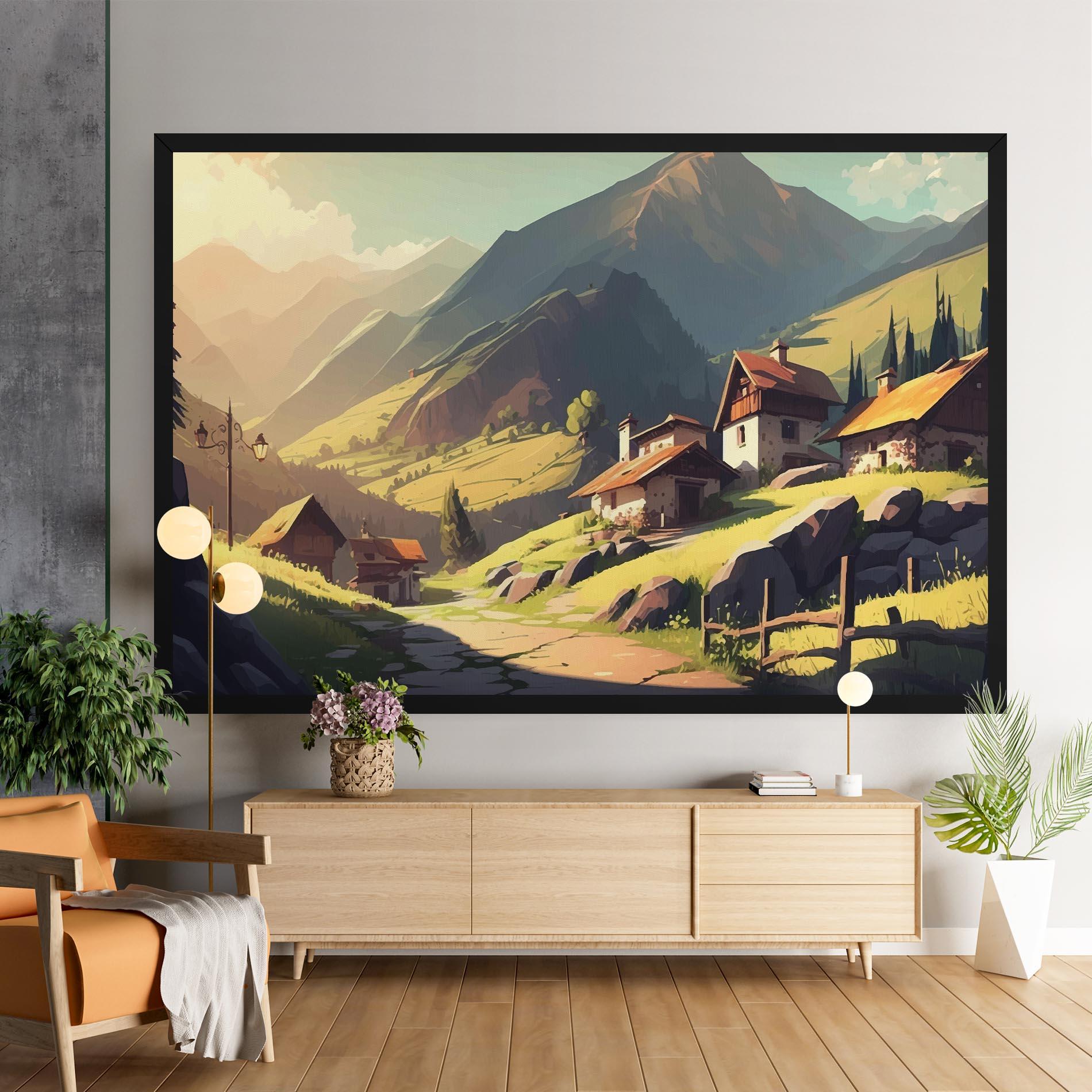 Vászonkép Grassy Mountain View mockup 9