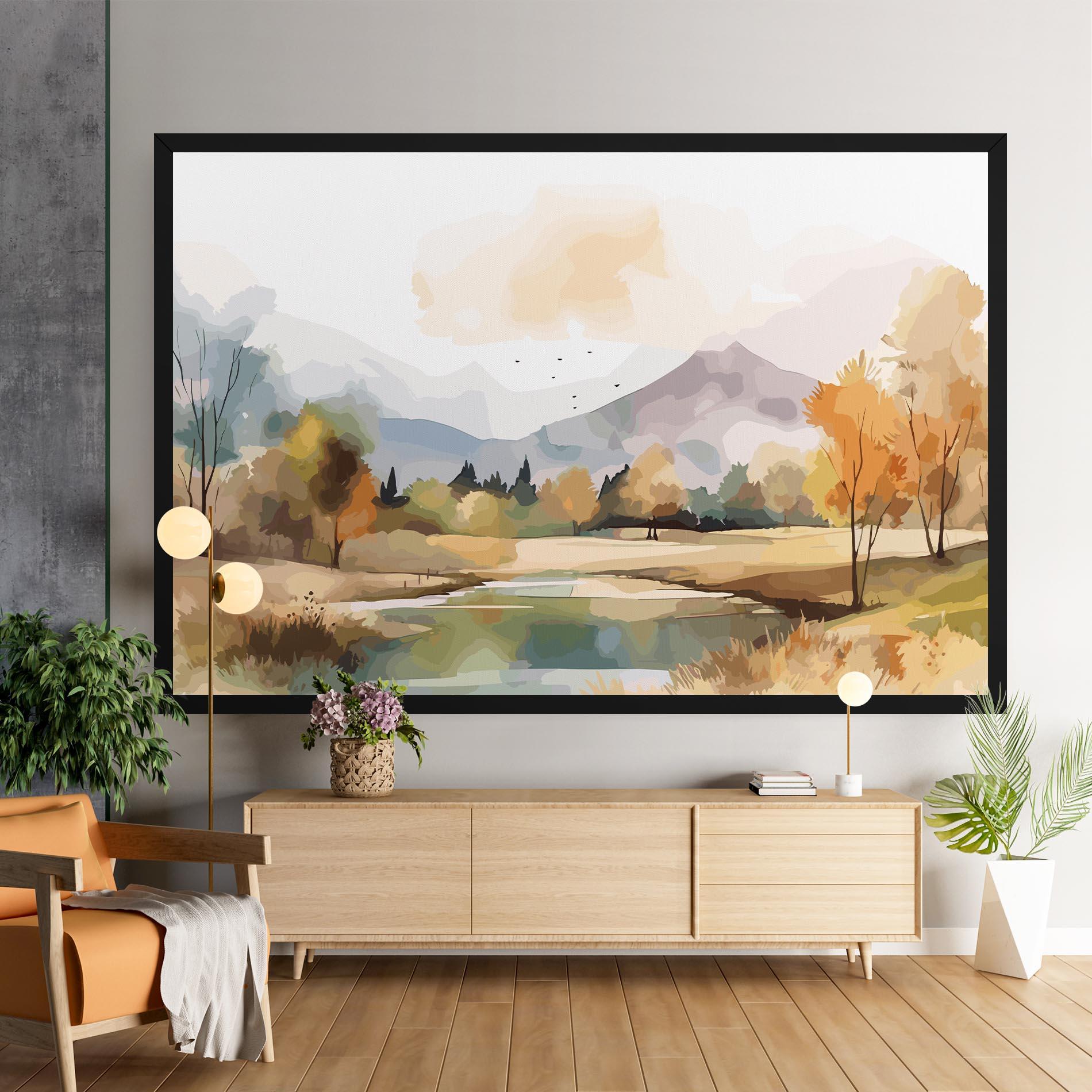 Vászonkép Rural Lake View mockup 9