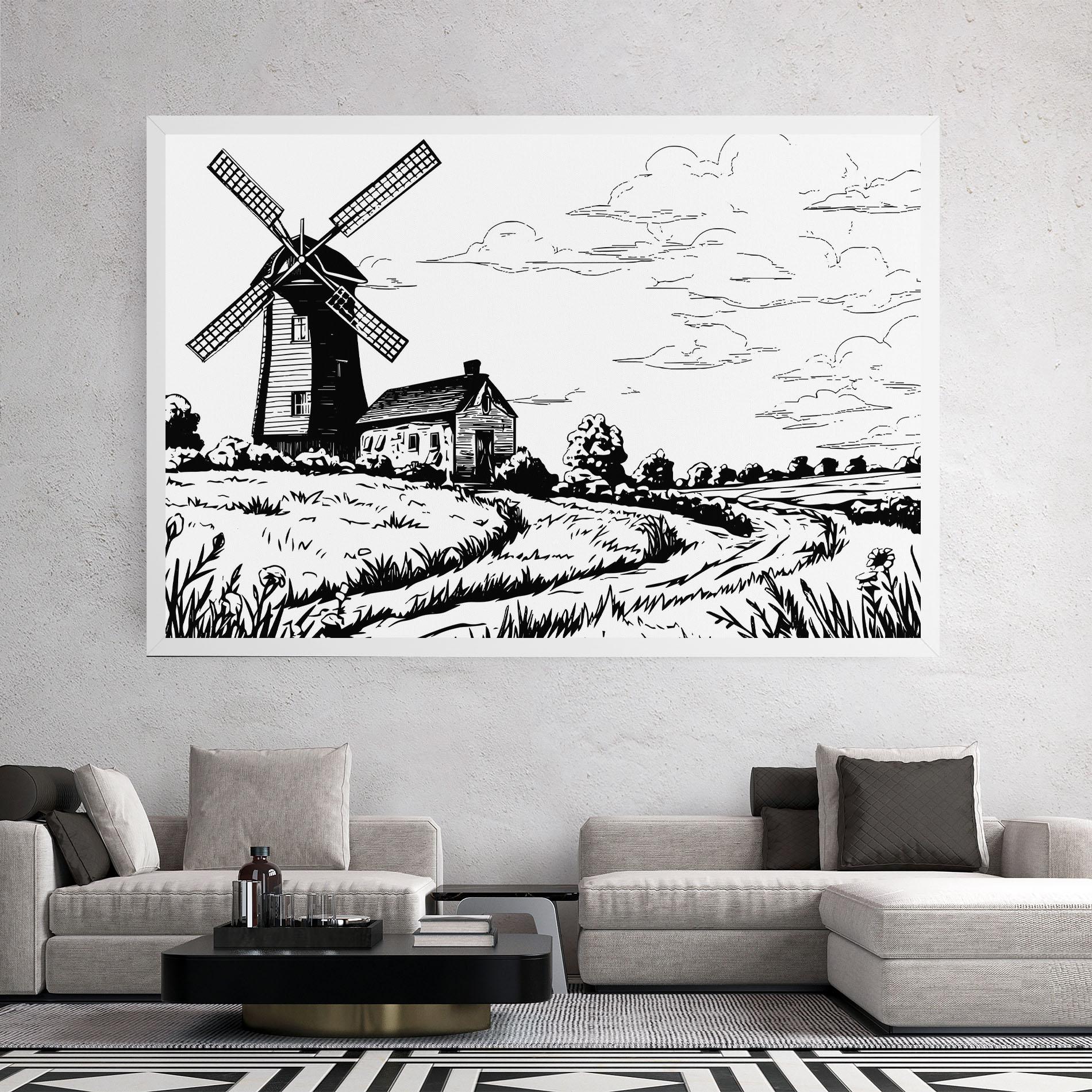 Vászonkép Black Line Wheat mockup 2