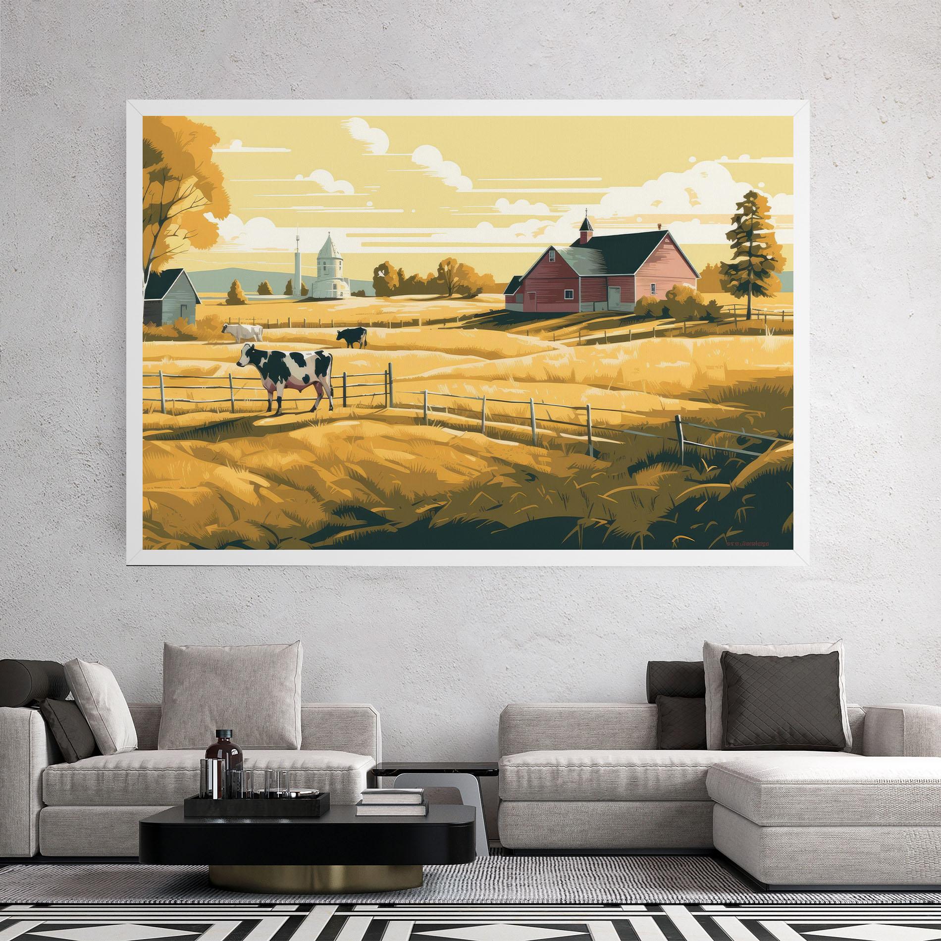 Vászonkép Cows Sunlight Farm mockup 2