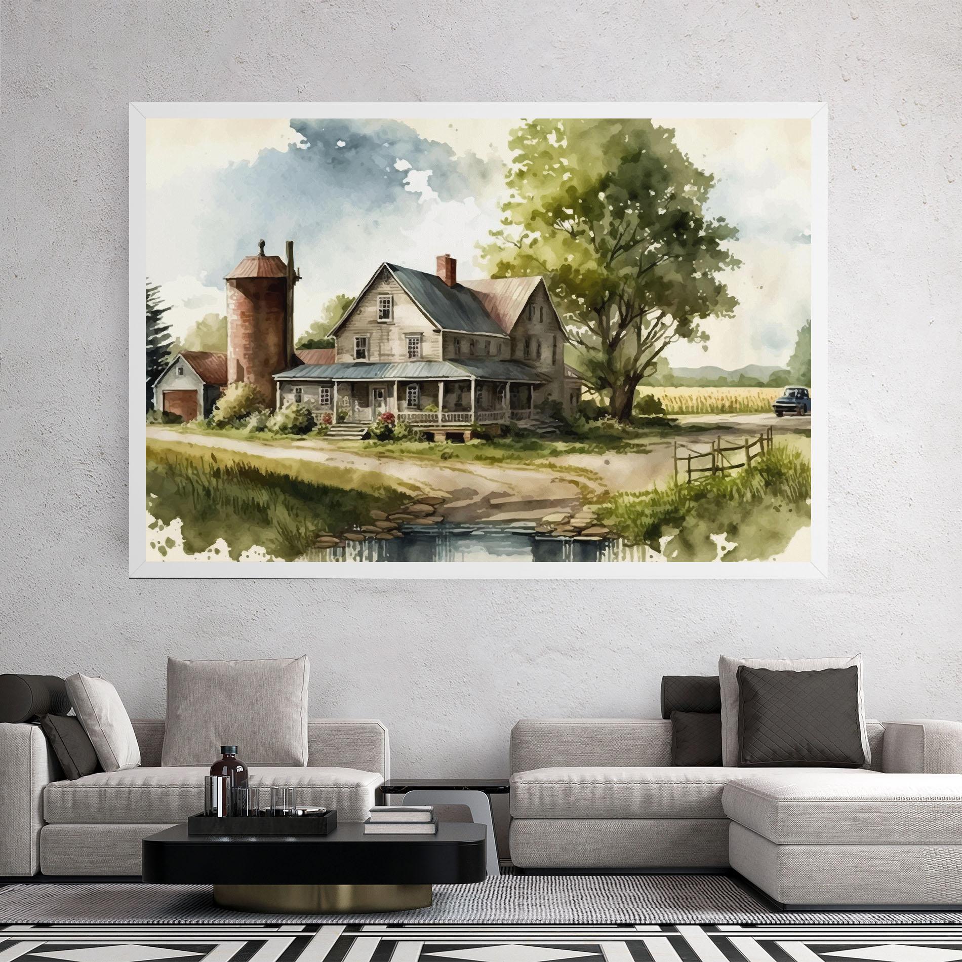 Vászonkép Farm Blue Car mockup 2