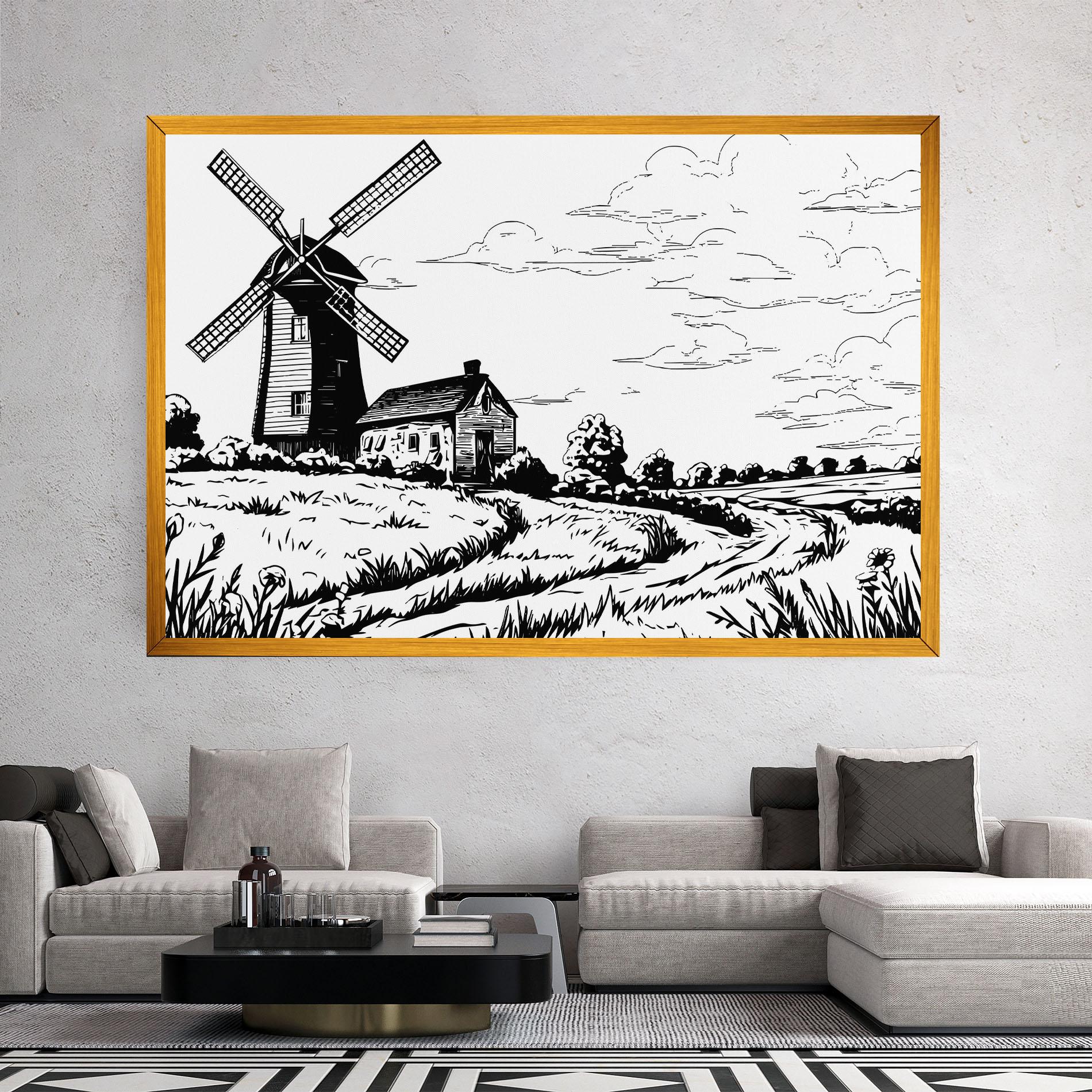Vászonkép Black Line Wheat mockup 2