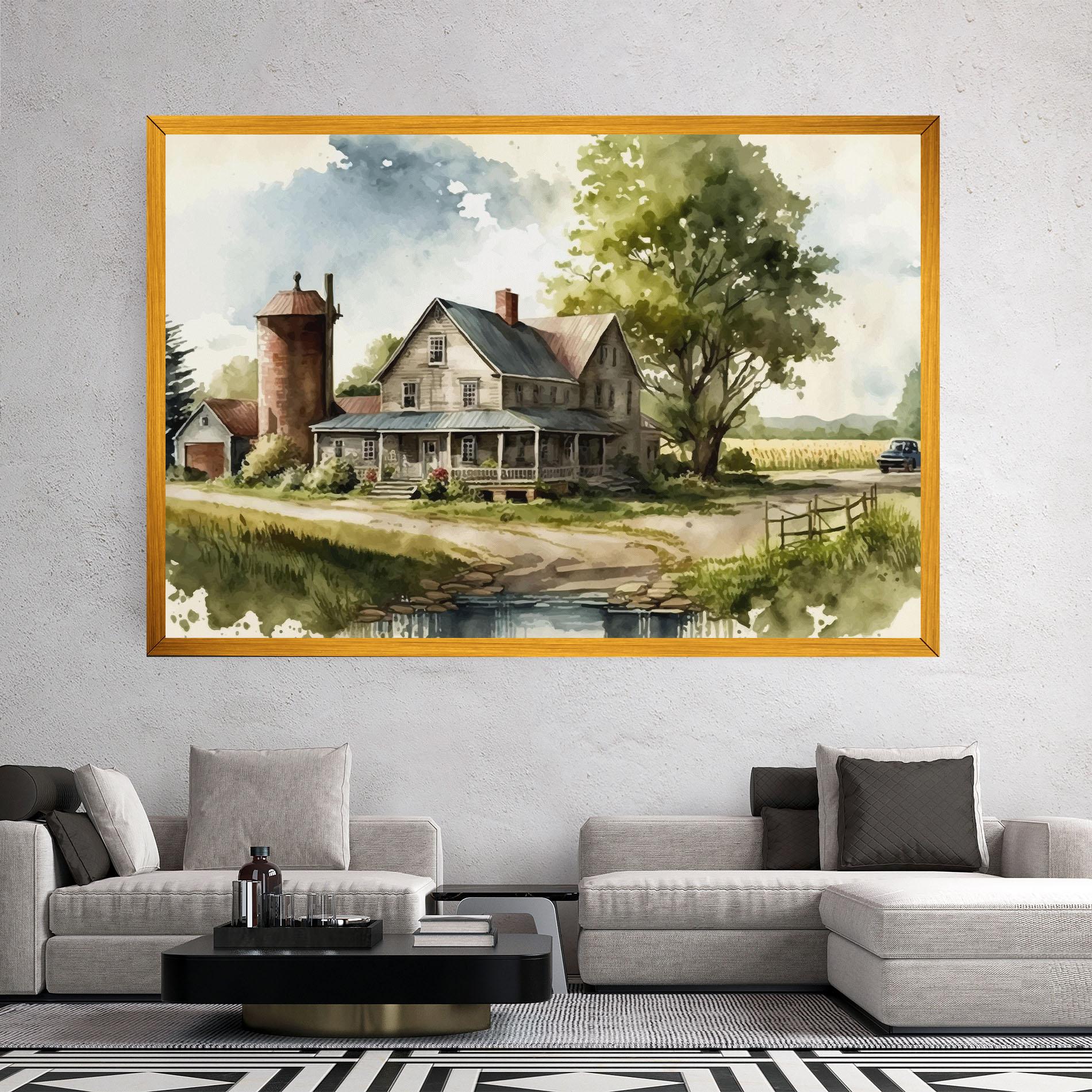 Vászonkép Farm Blue Car mockup 2