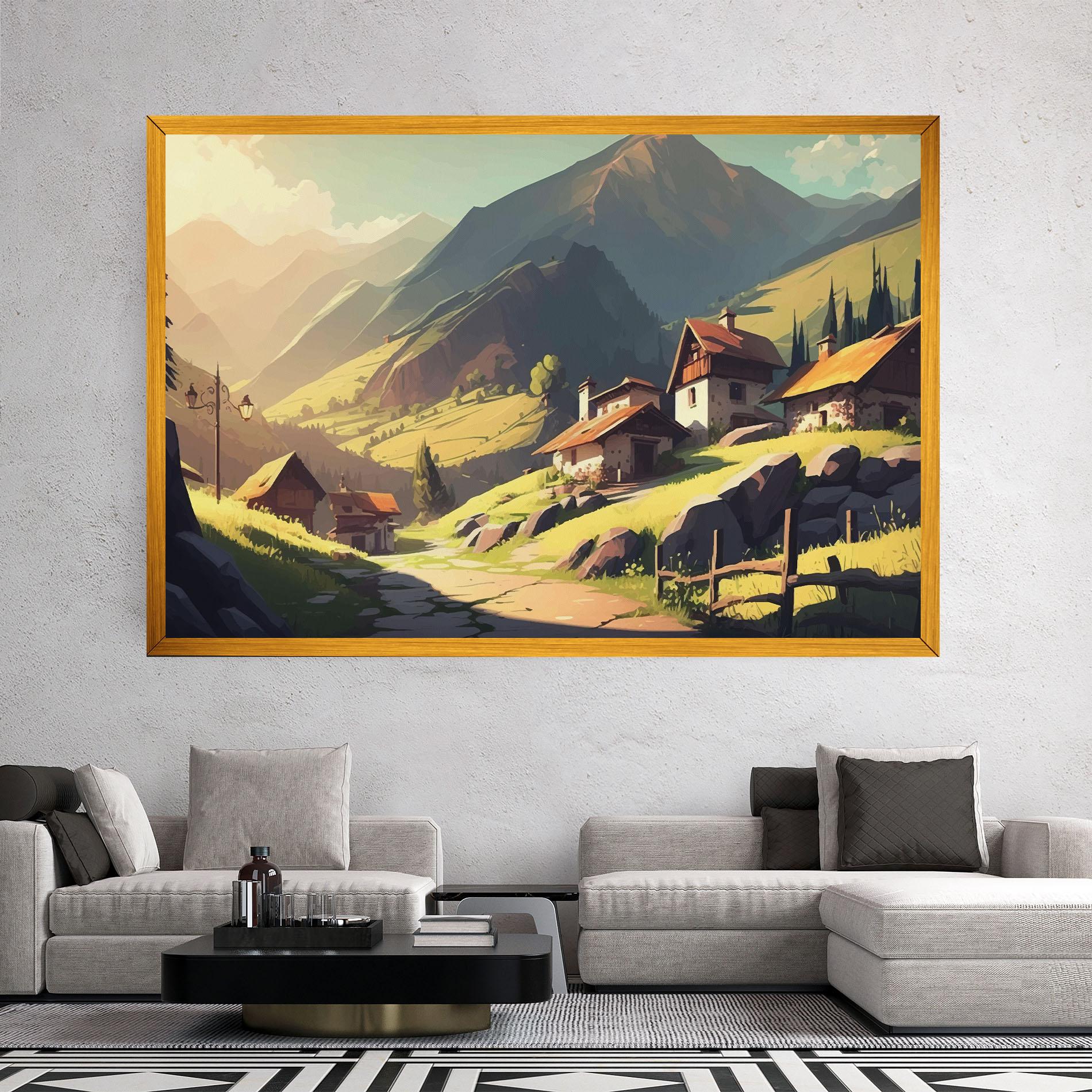 Vászonkép Grassy Mountain View mockup 2