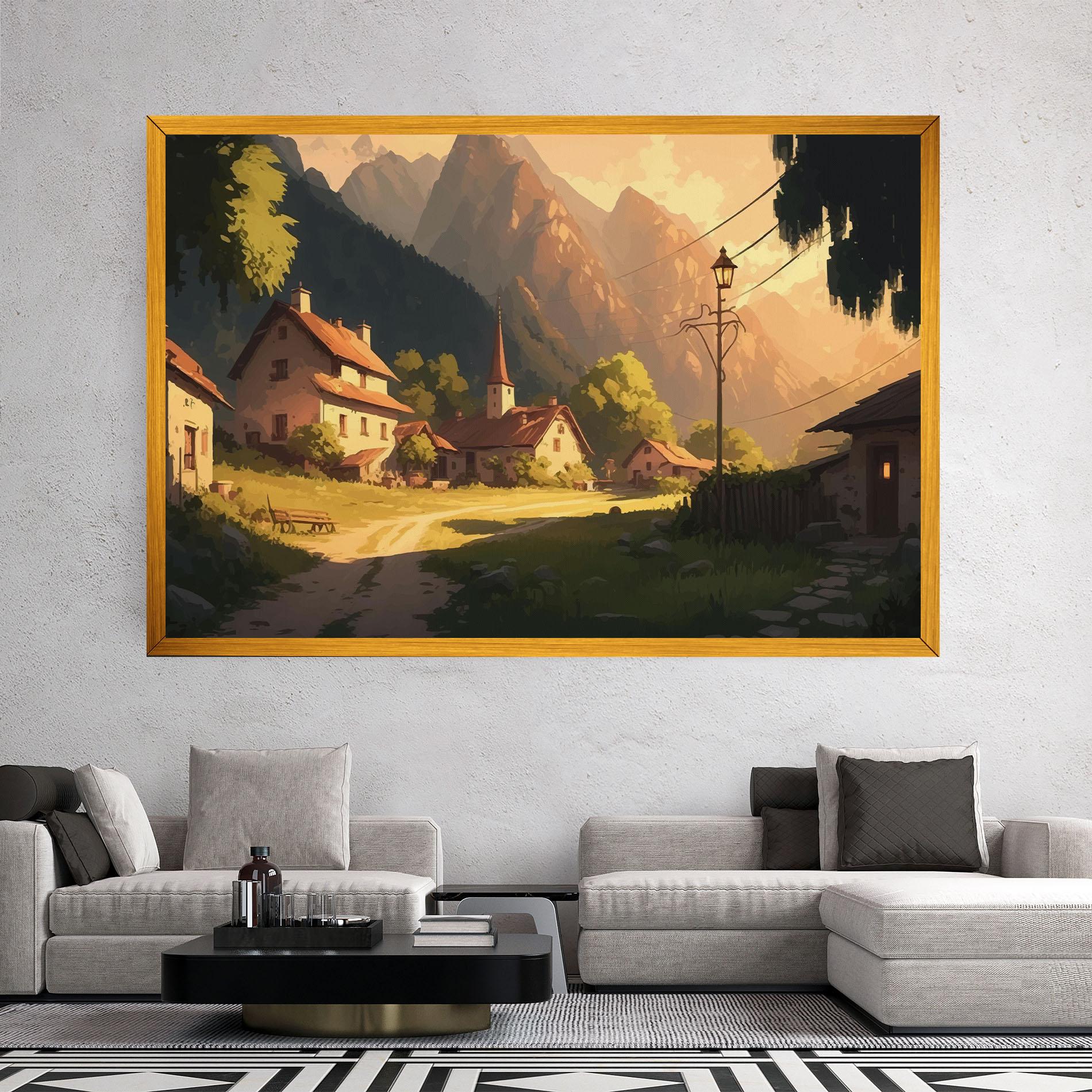 Vászonkép Grassy Village View mockup 2