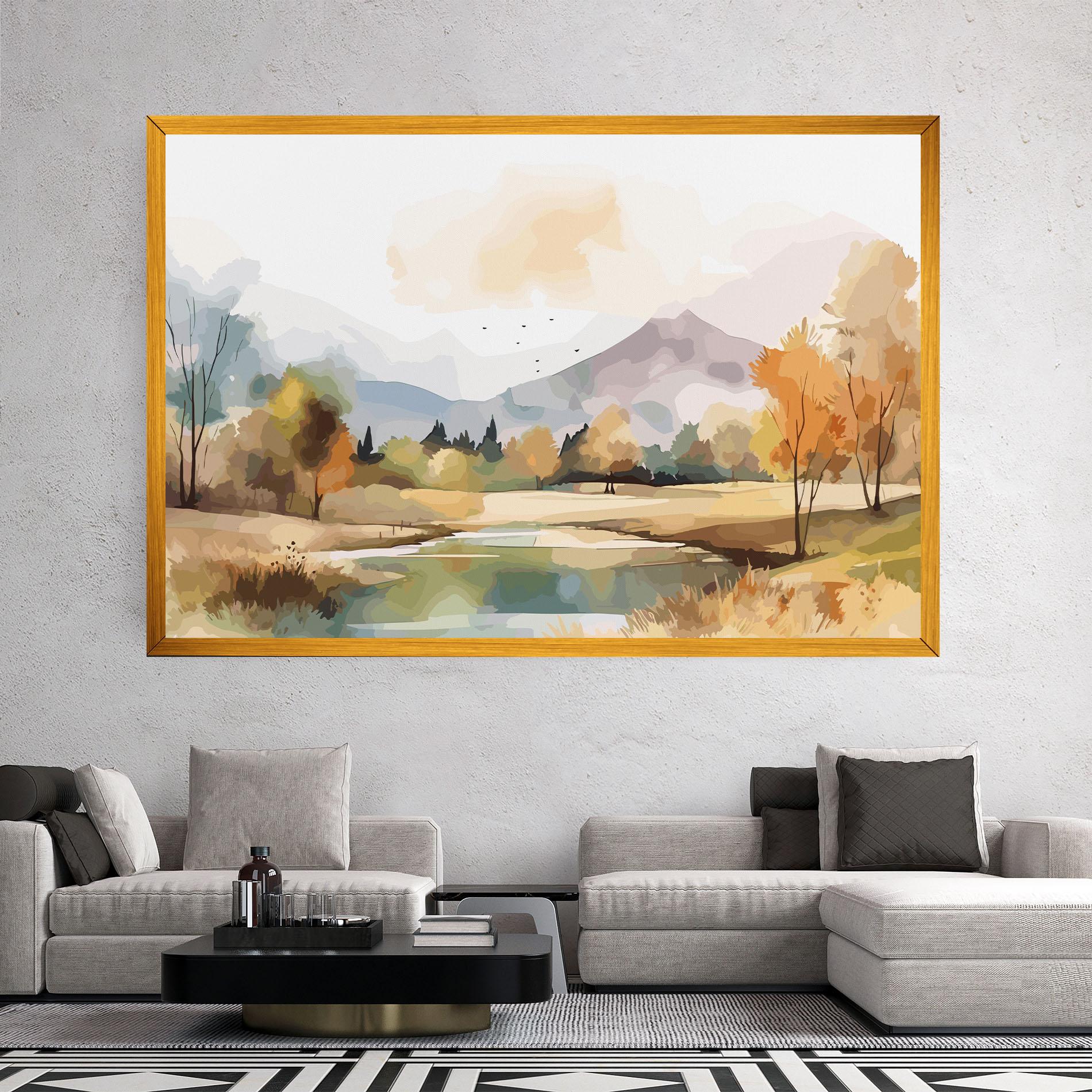 Vászonkép Rural Lake View mockup 2