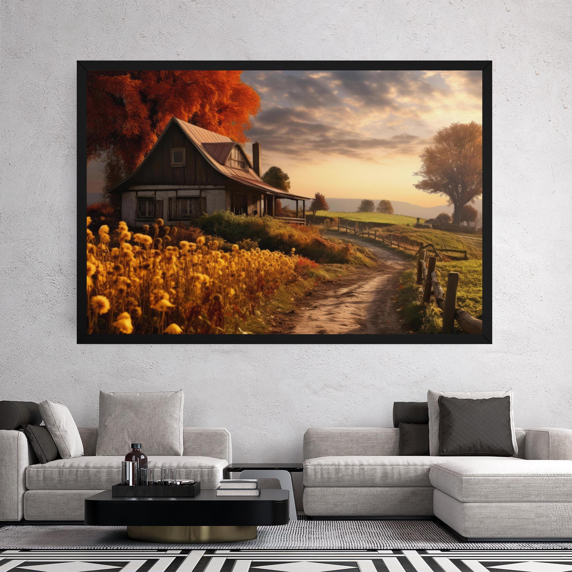 Vászonkép Autumn Farm House mockup 2
