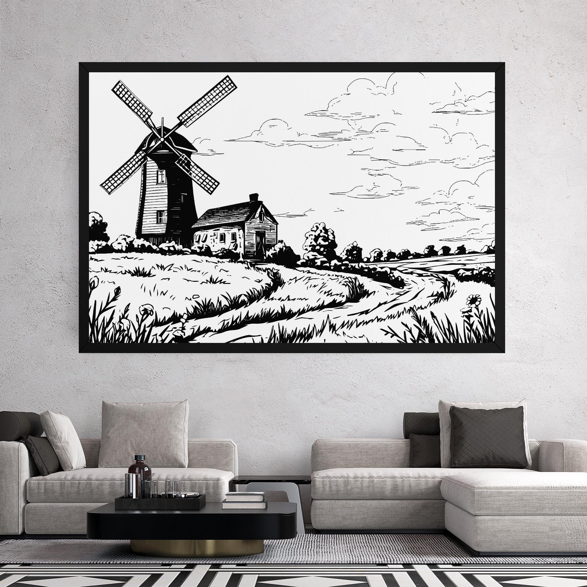 Vászonkép Black Line Wheat mockup 2