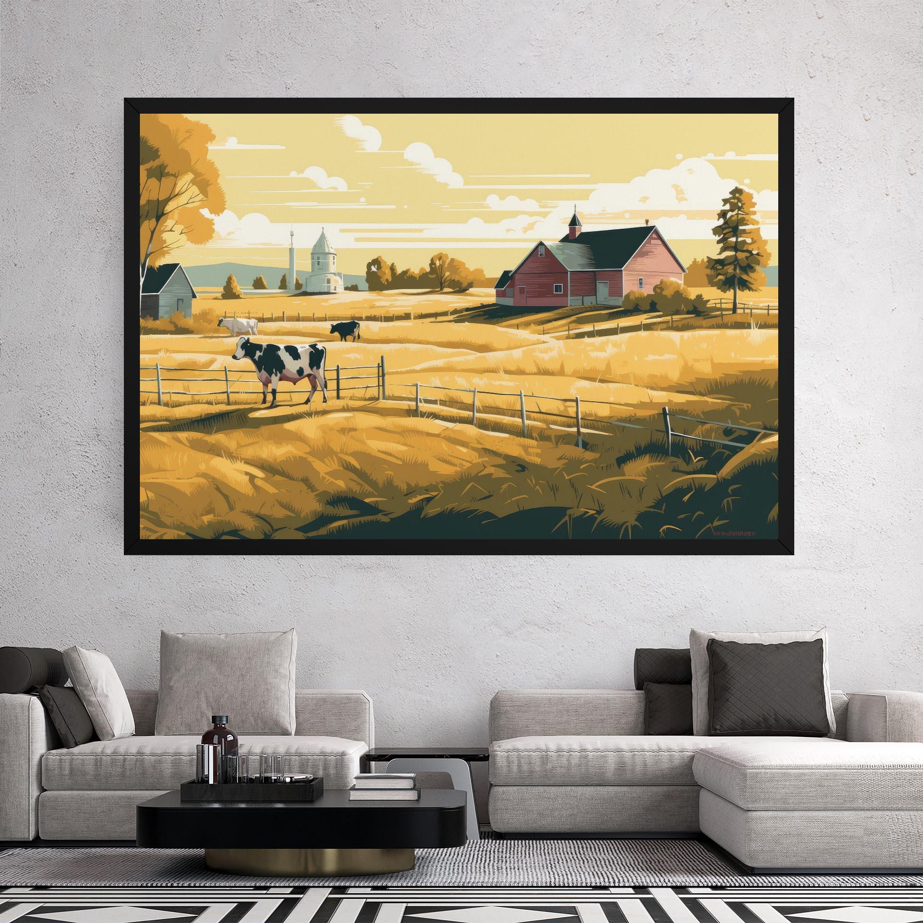 Vászonkép Cows Sunlight Farm mockup 2