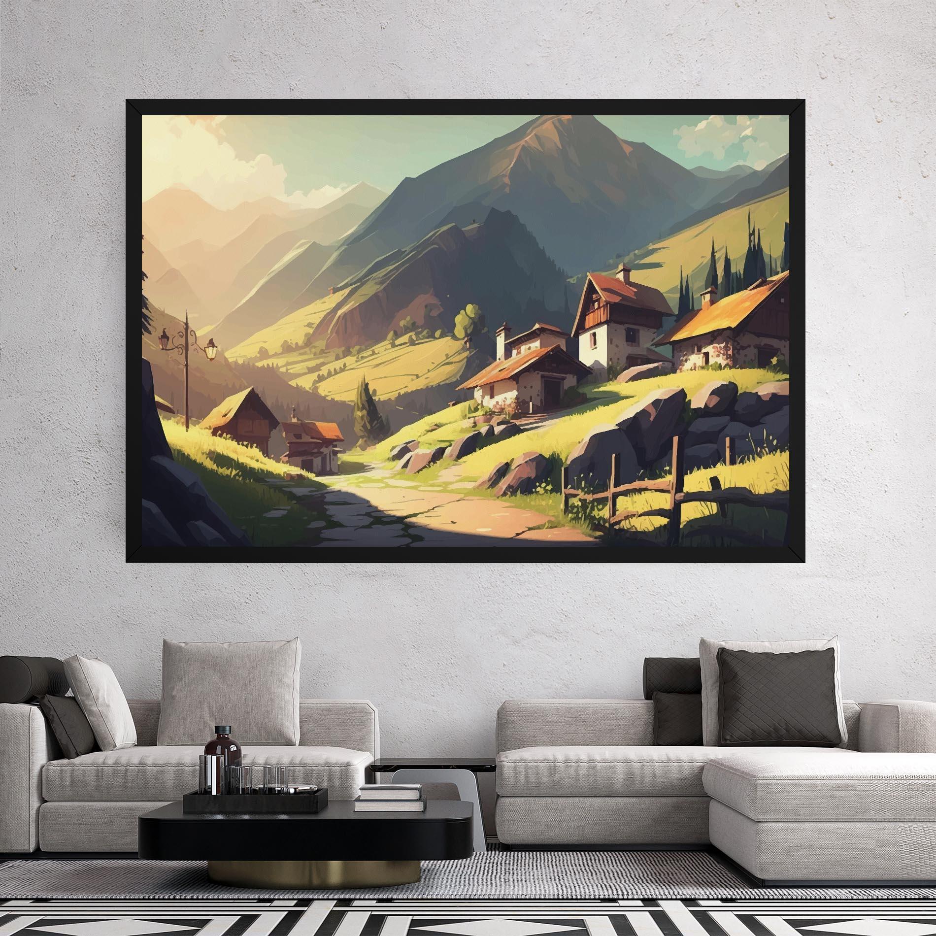 Vászonkép Grassy Mountain View mockup 2