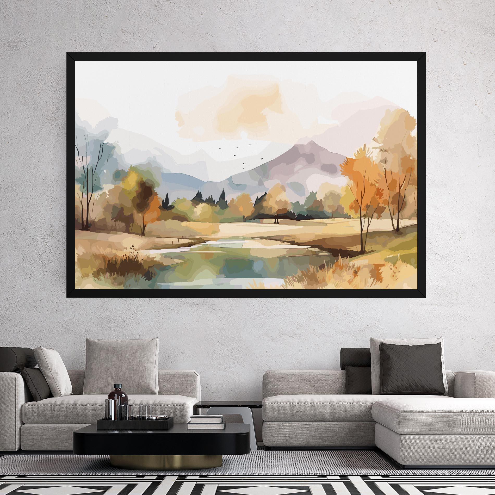 Vászonkép Rural Lake View mockup 2