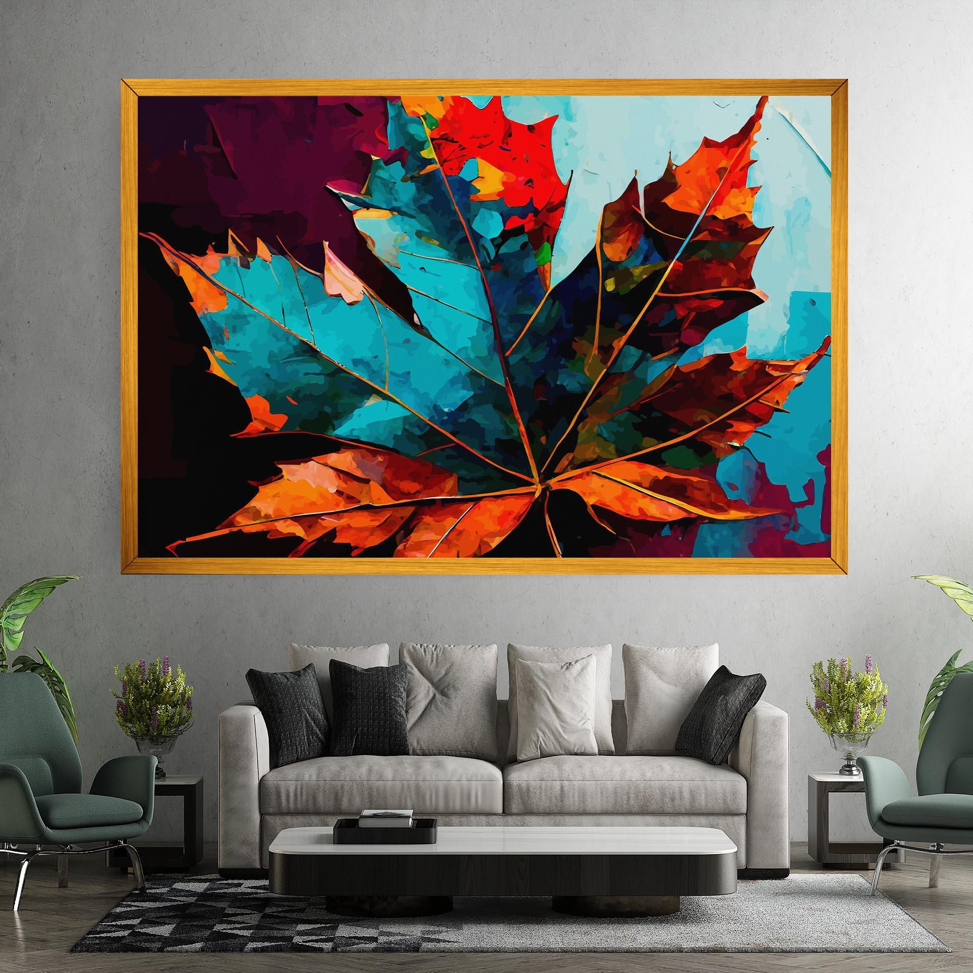 Vászonkép Blue Orange Leaf mockup 7