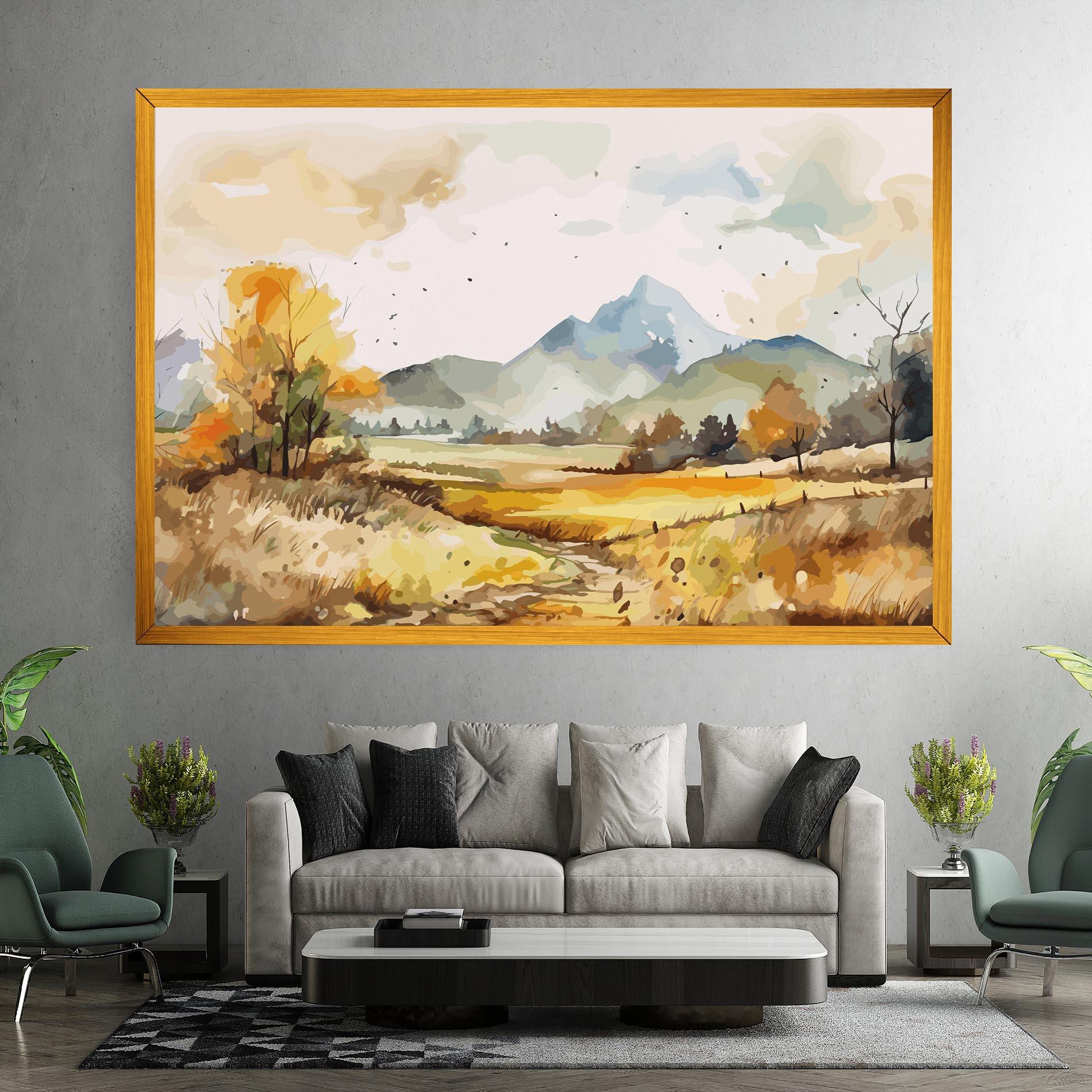 Vászonkép Yellow Blue Autumn mockup 7