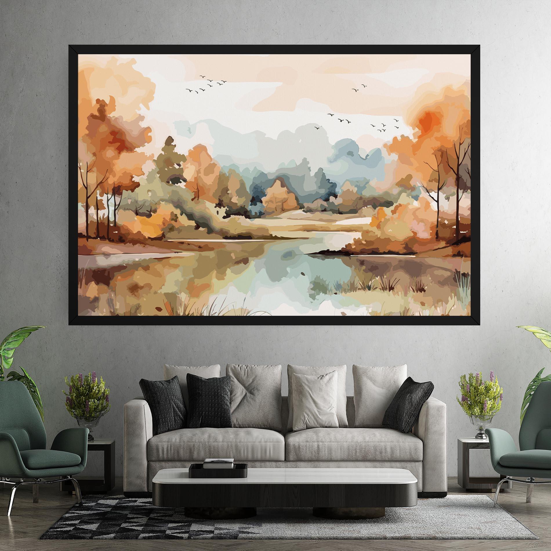 Vászonkép Watercolor Autumn mockup 7