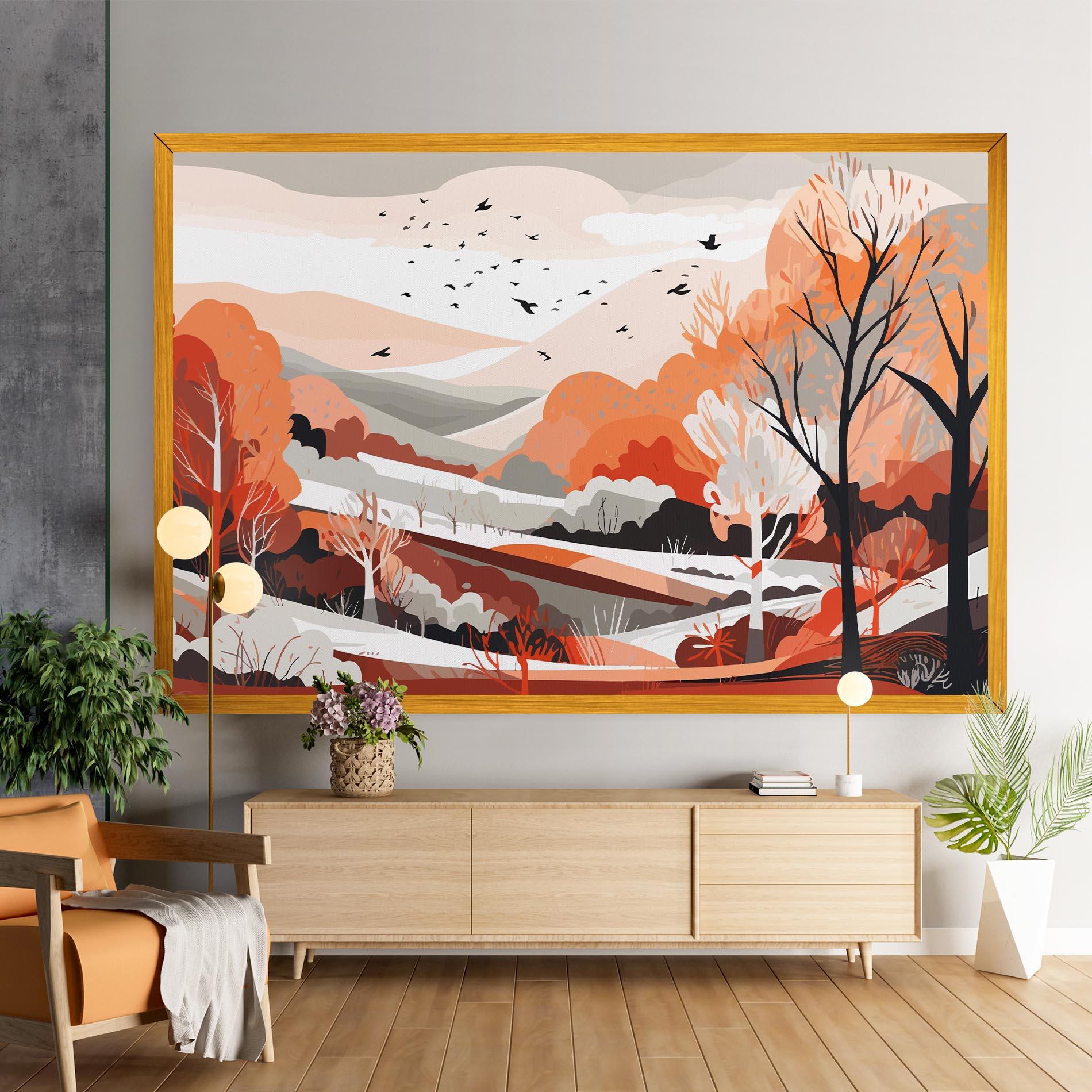 Vászonkép Grey Orange Autumn mockup 9