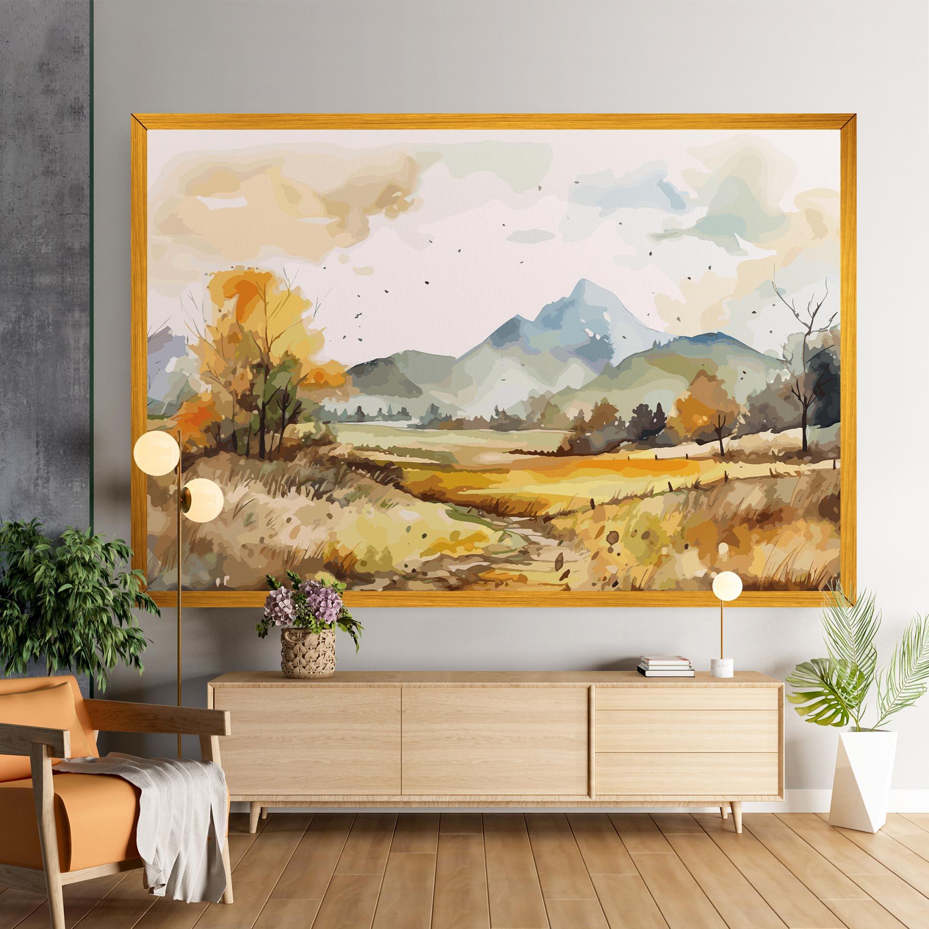 Vászonkép Yellow Blue Autumn mockup 9