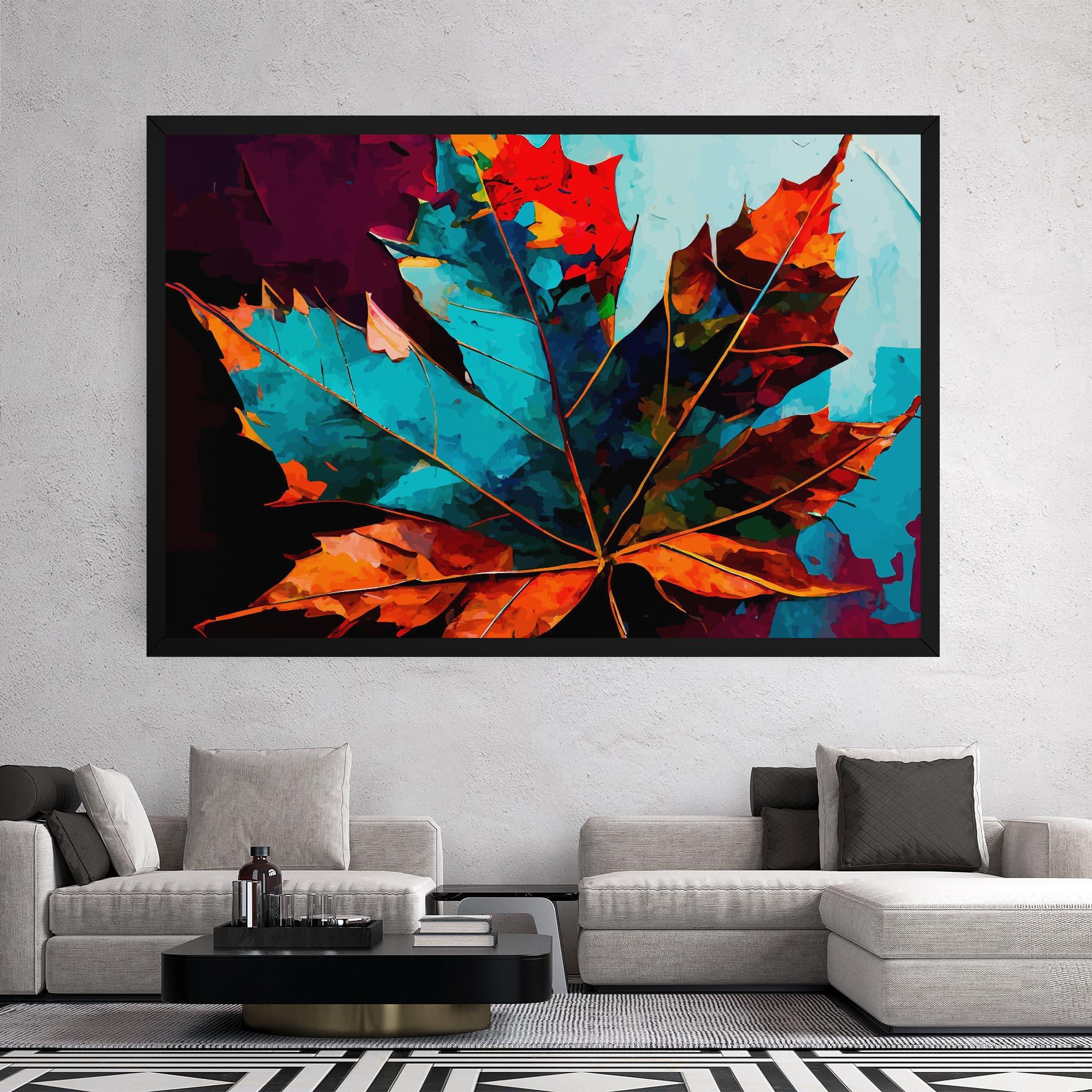 Vászonkép Blue Orange Leaf mockup 2