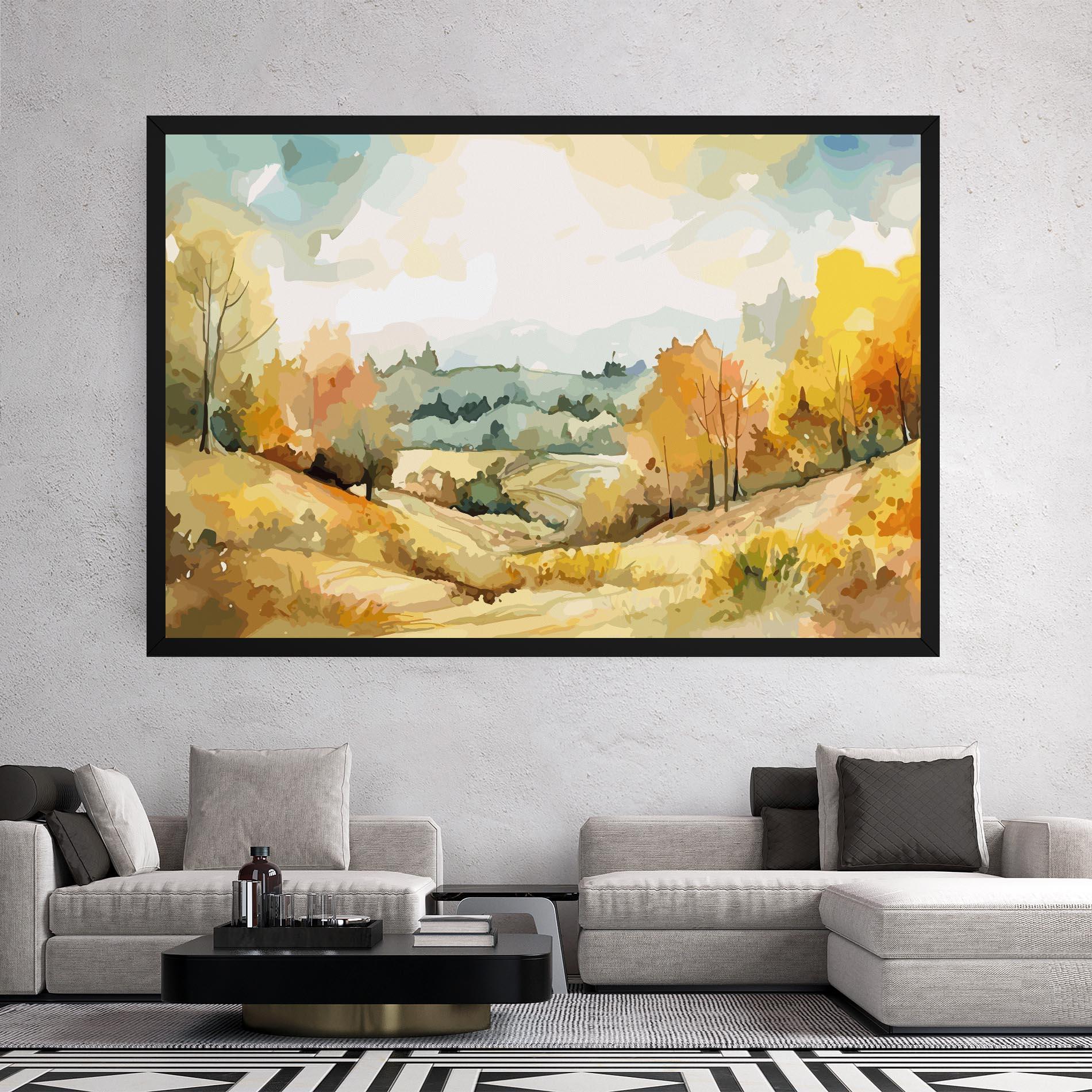 Vászonkép Green Yellow Autumn mockup 2