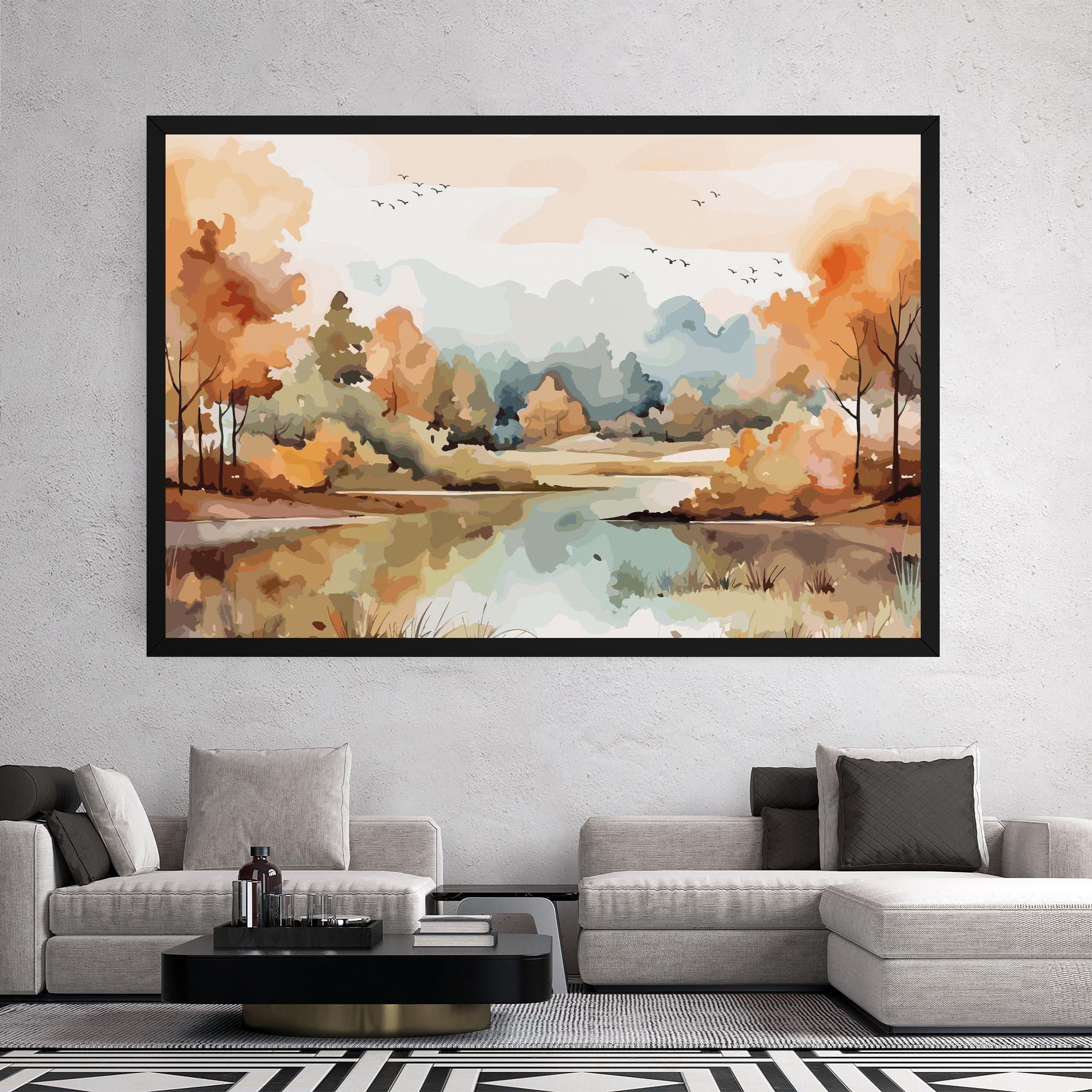 Vászonkép Watercolor Autumn mockup 2