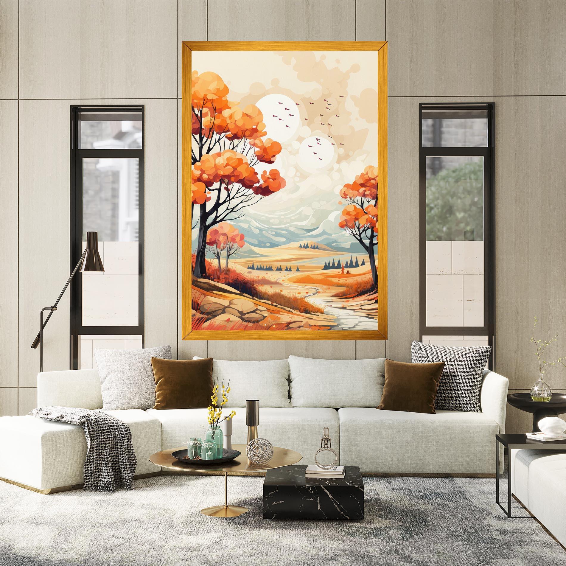 Vászonkép Autumn Tree Painting mockup 2