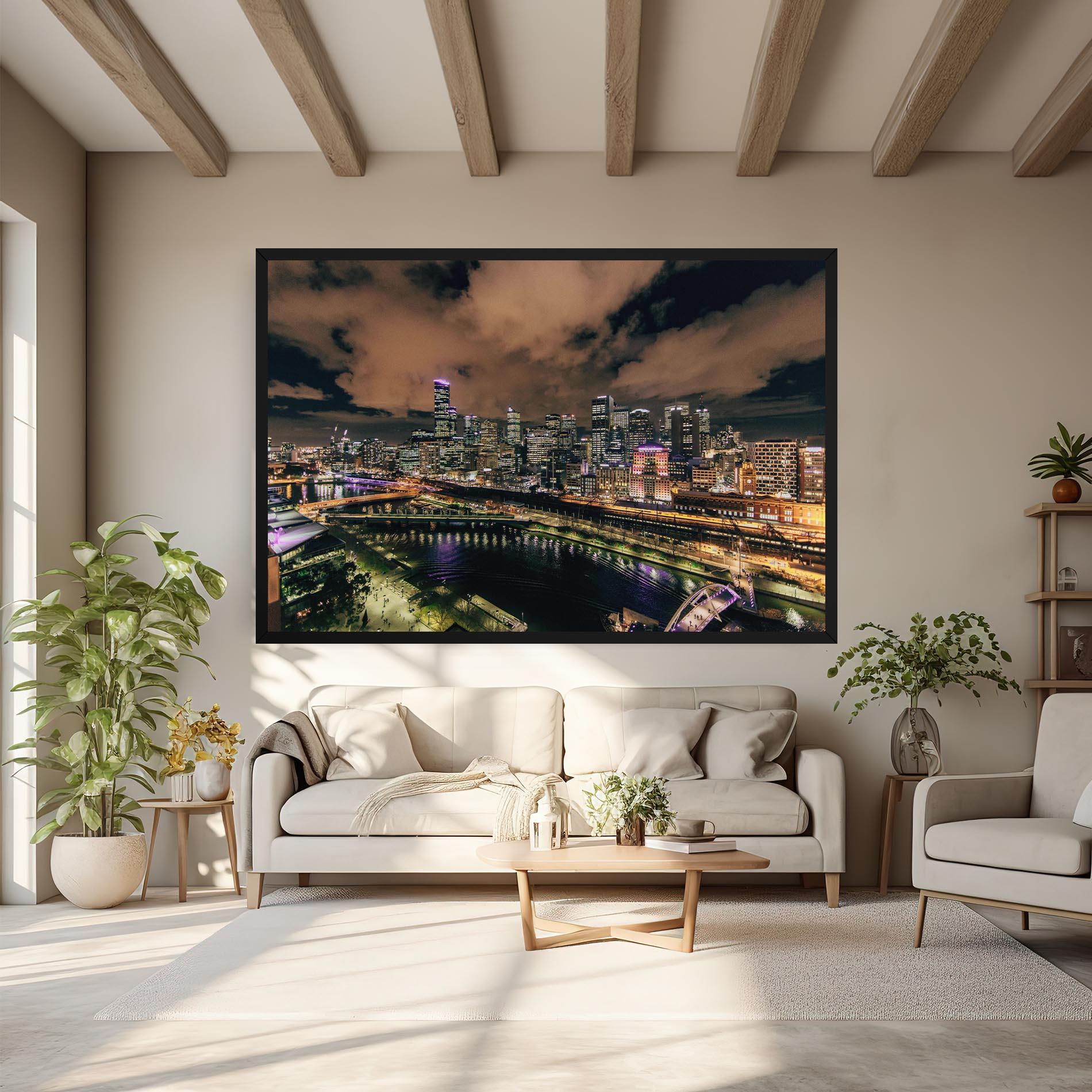 Vászonkép Green Purple City mockup 6