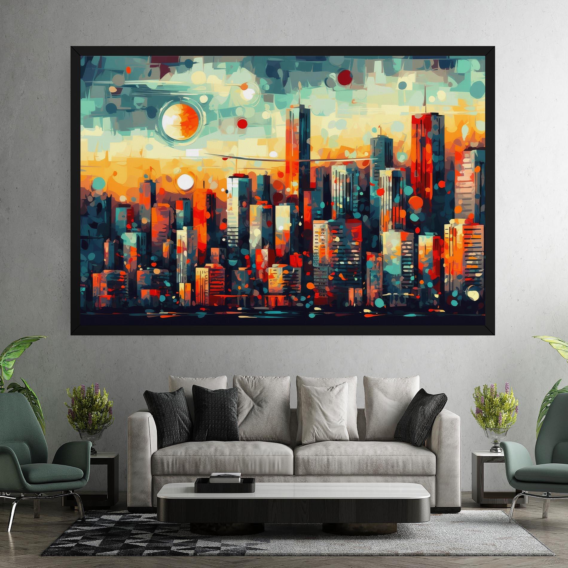 Vászonkép Colorful City Painting mockup 7
