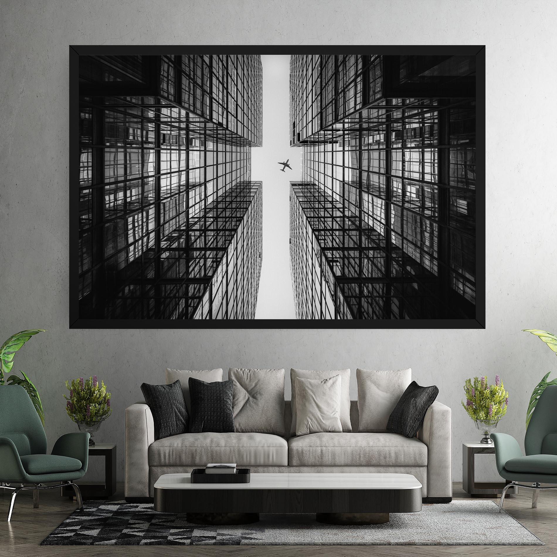 Vászonkép Plane Grey Building mockup 7