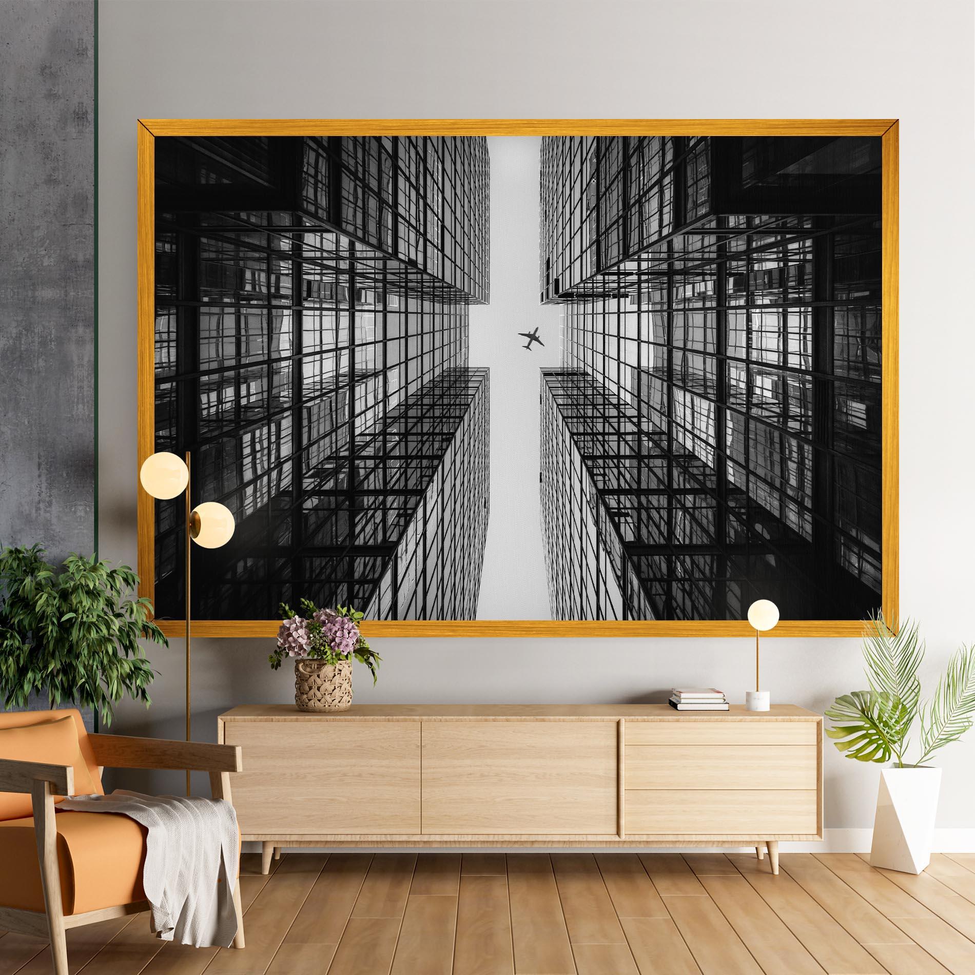 Vászonkép Plane Grey Building mockup 9