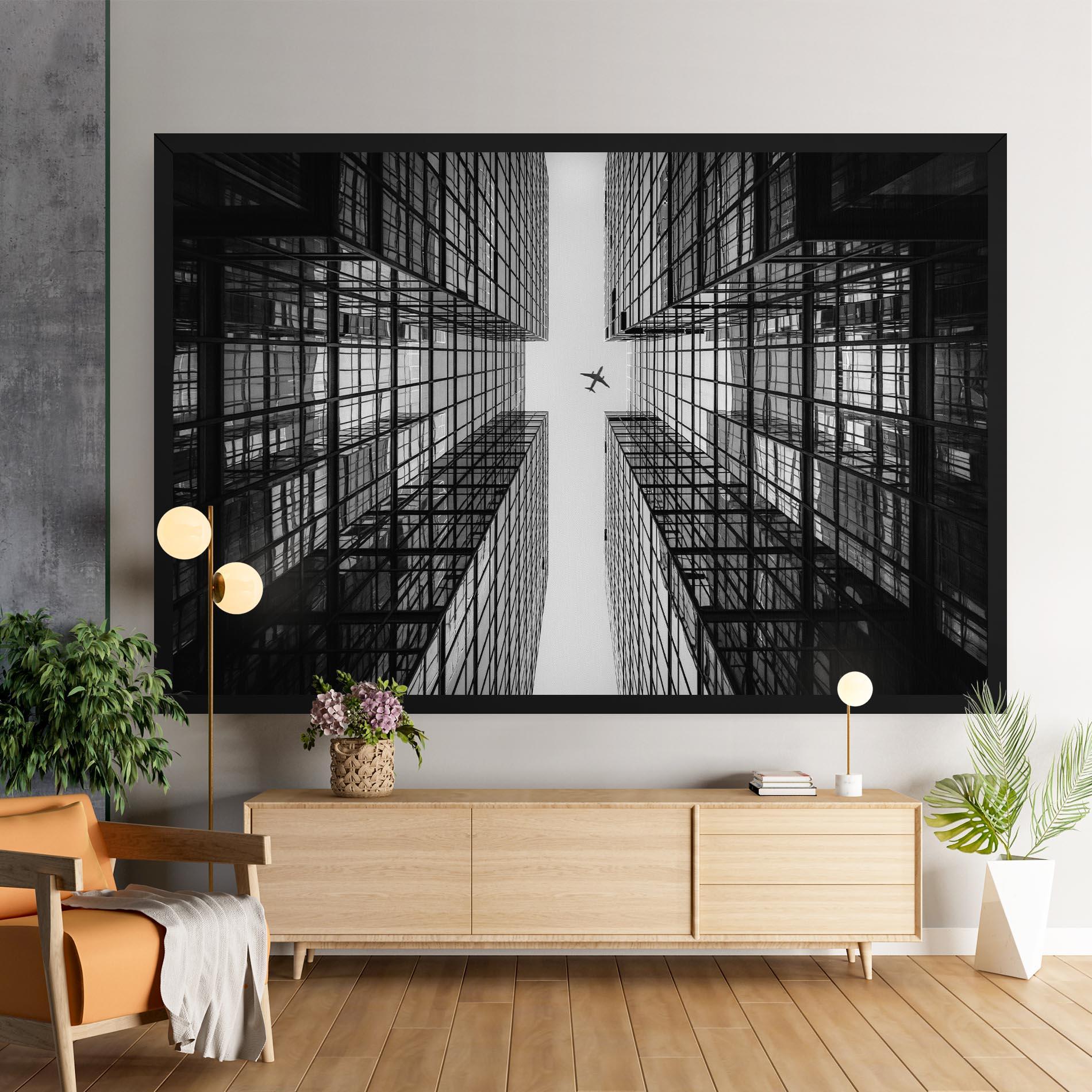 Vászonkép Plane Grey Building mockup 9