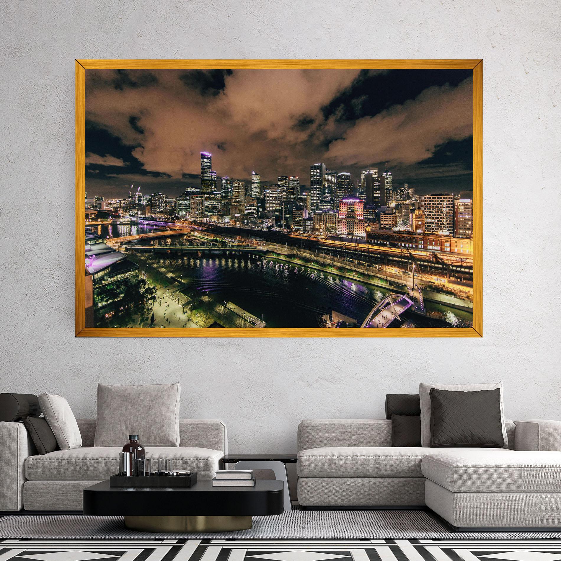 Vászonkép Green Purple City mockup 2