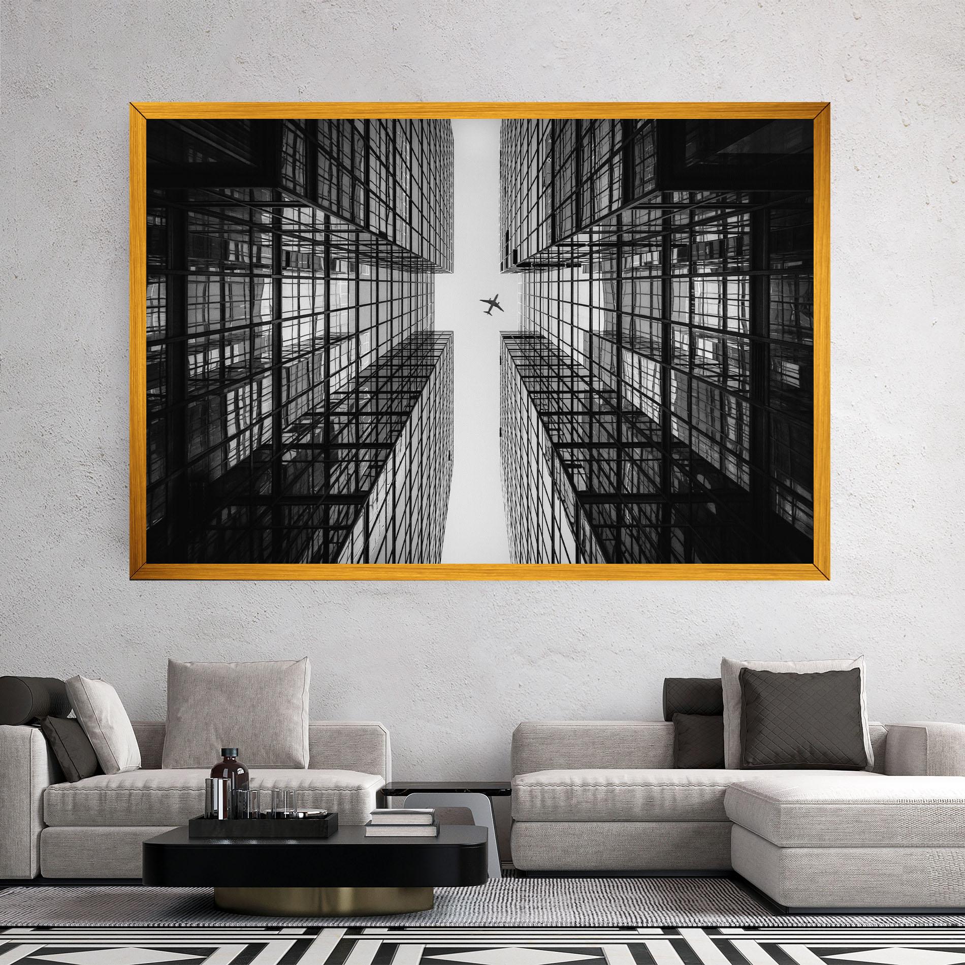 Vászonkép Plane Grey Building mockup 2