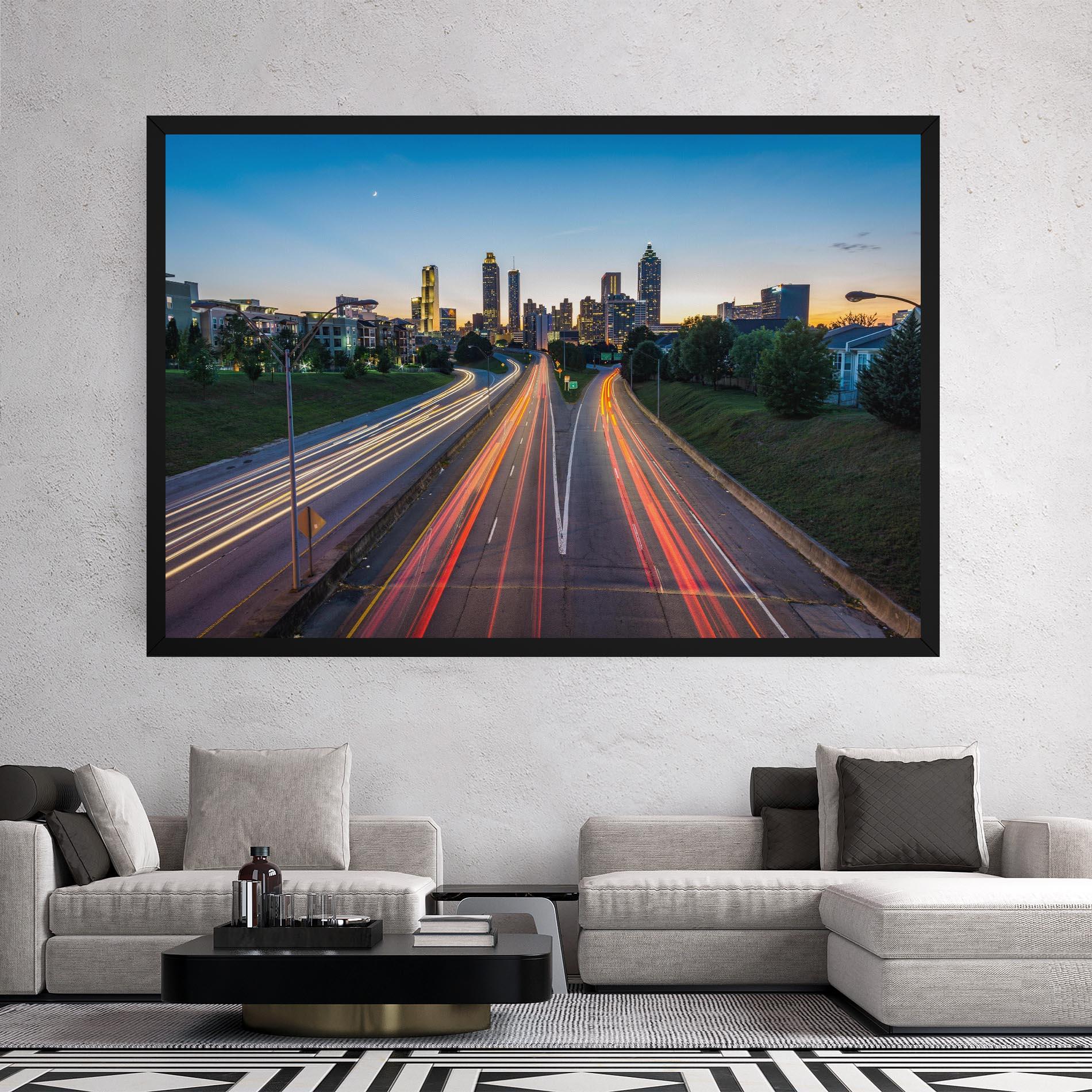 Vászonkép Car Lights City mockup 2