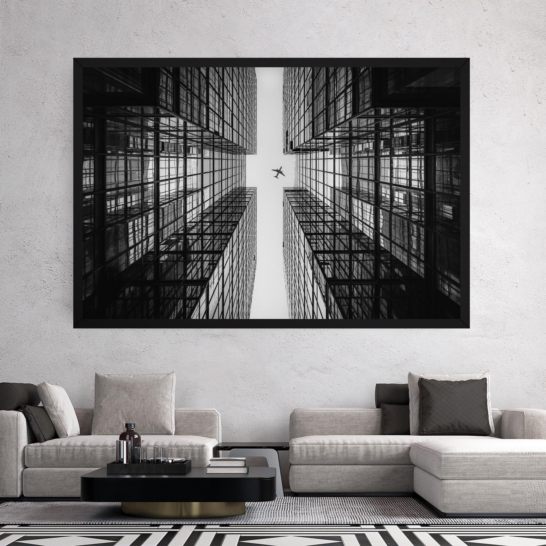 Vászonkép Plane Grey Building mockup 2