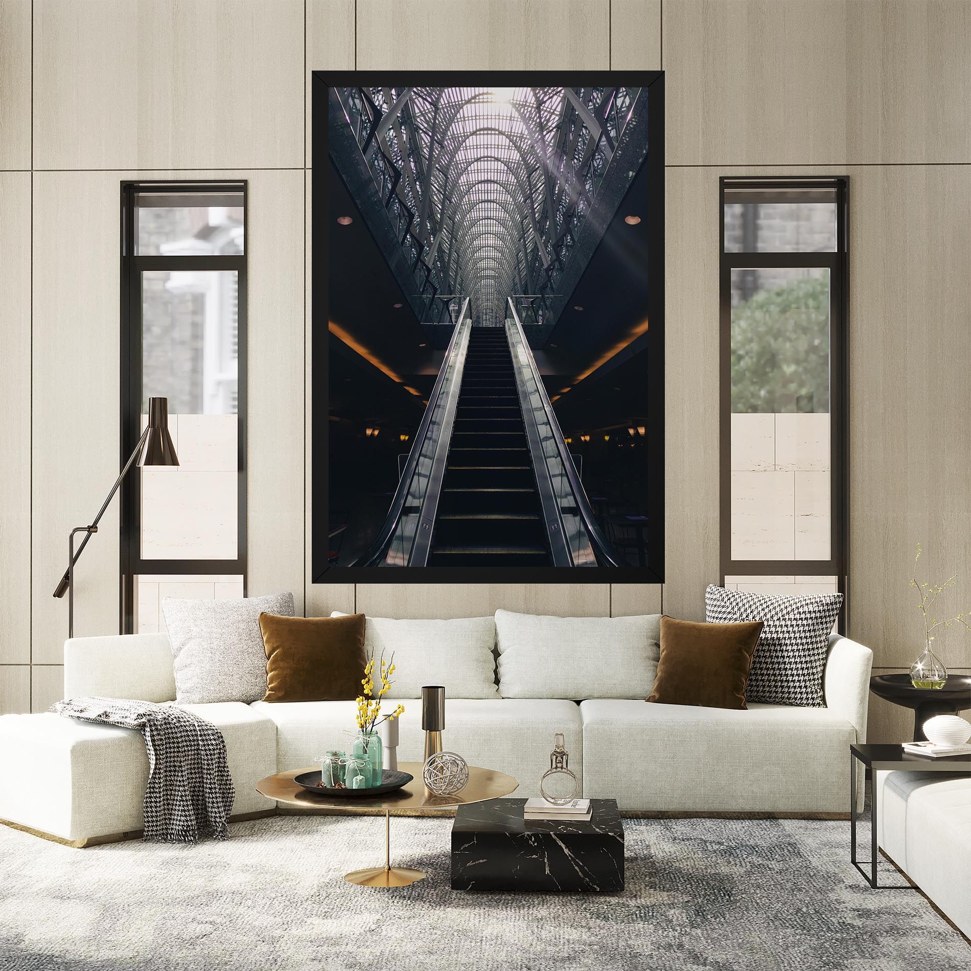 Grey Stairs Building mockup 2