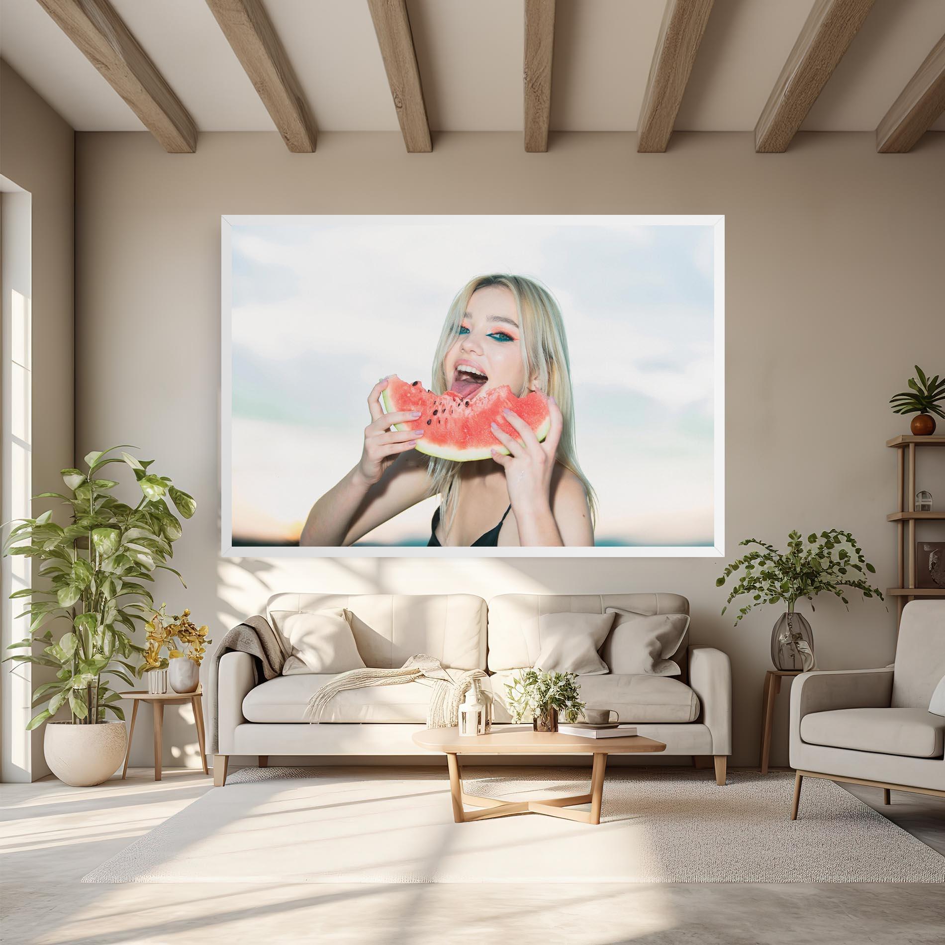 Vászonkép Eating Watermelon mockup 6