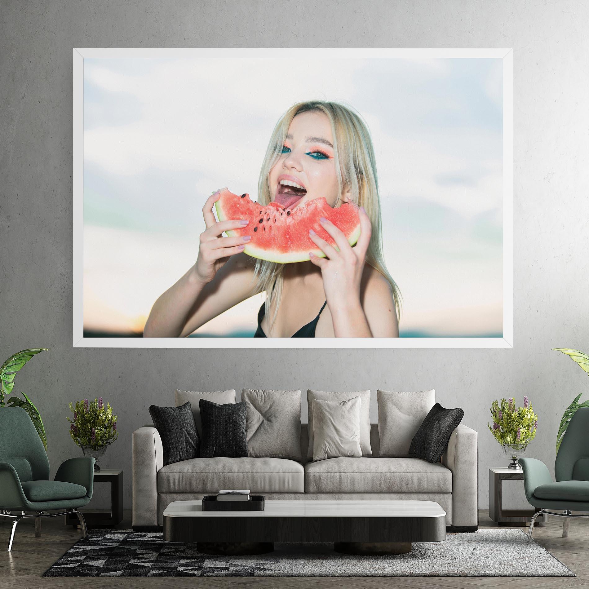 Vászonkép Eating Watermelon mockup 7