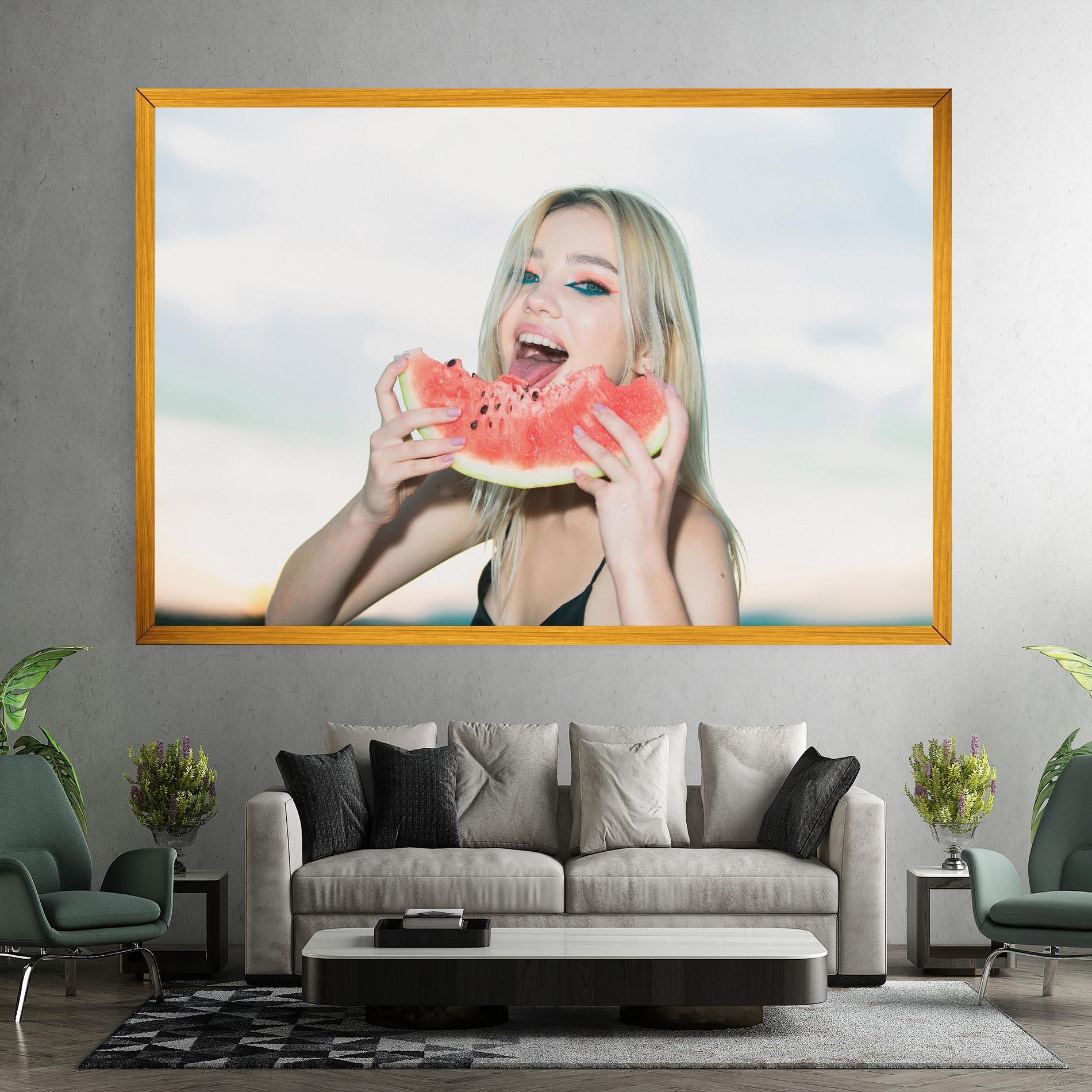 Vászonkép Eating Watermelon mockup 7