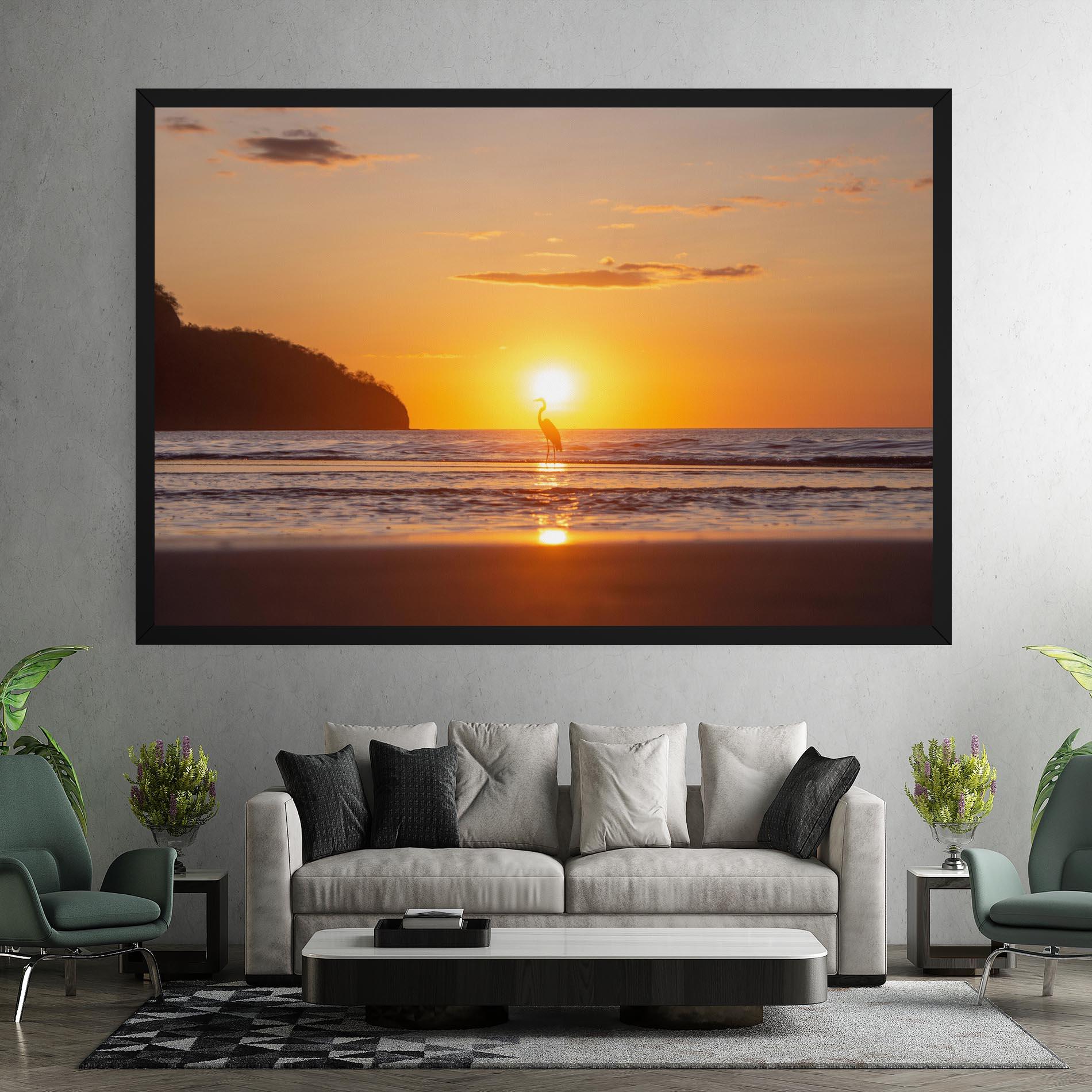 Vászonkép Sunset Bird Silhouette mockup 7